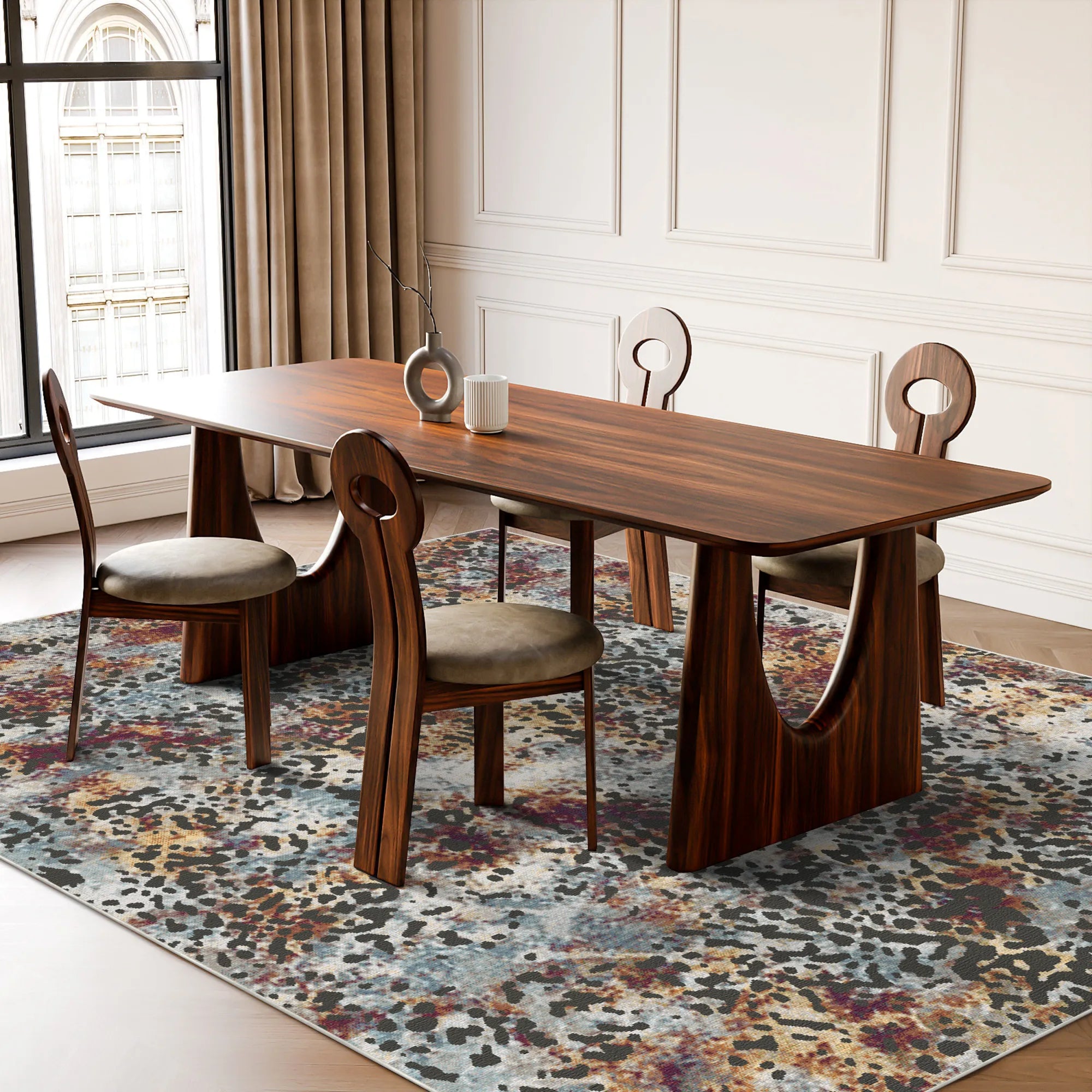 Gepunkteter Abstrakter Teppich zur Sonnenwende