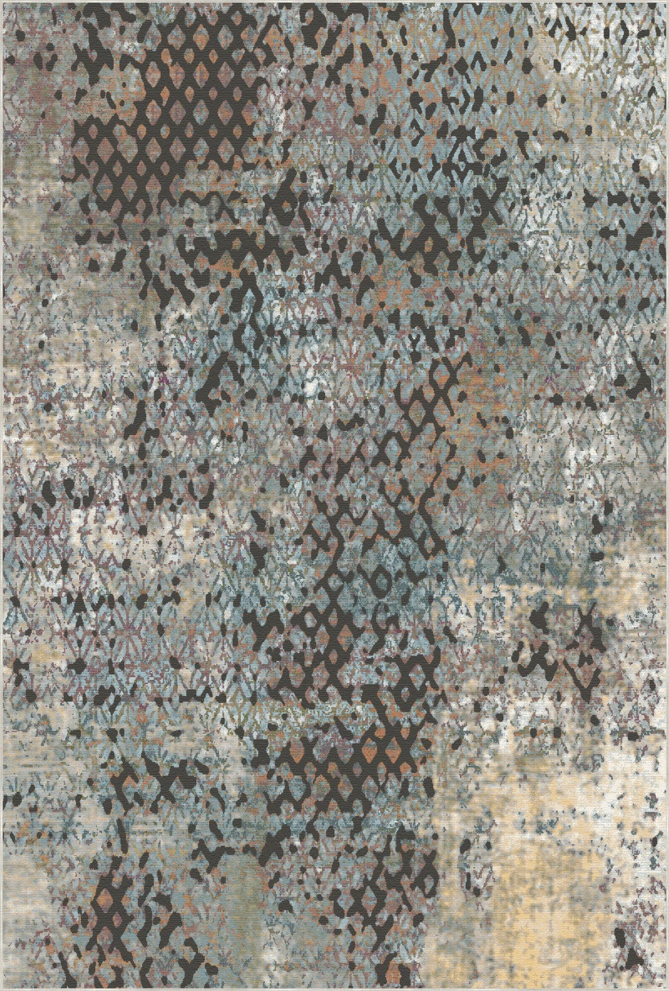 Vintage Teppich in Rost und Grau mit Used-Look