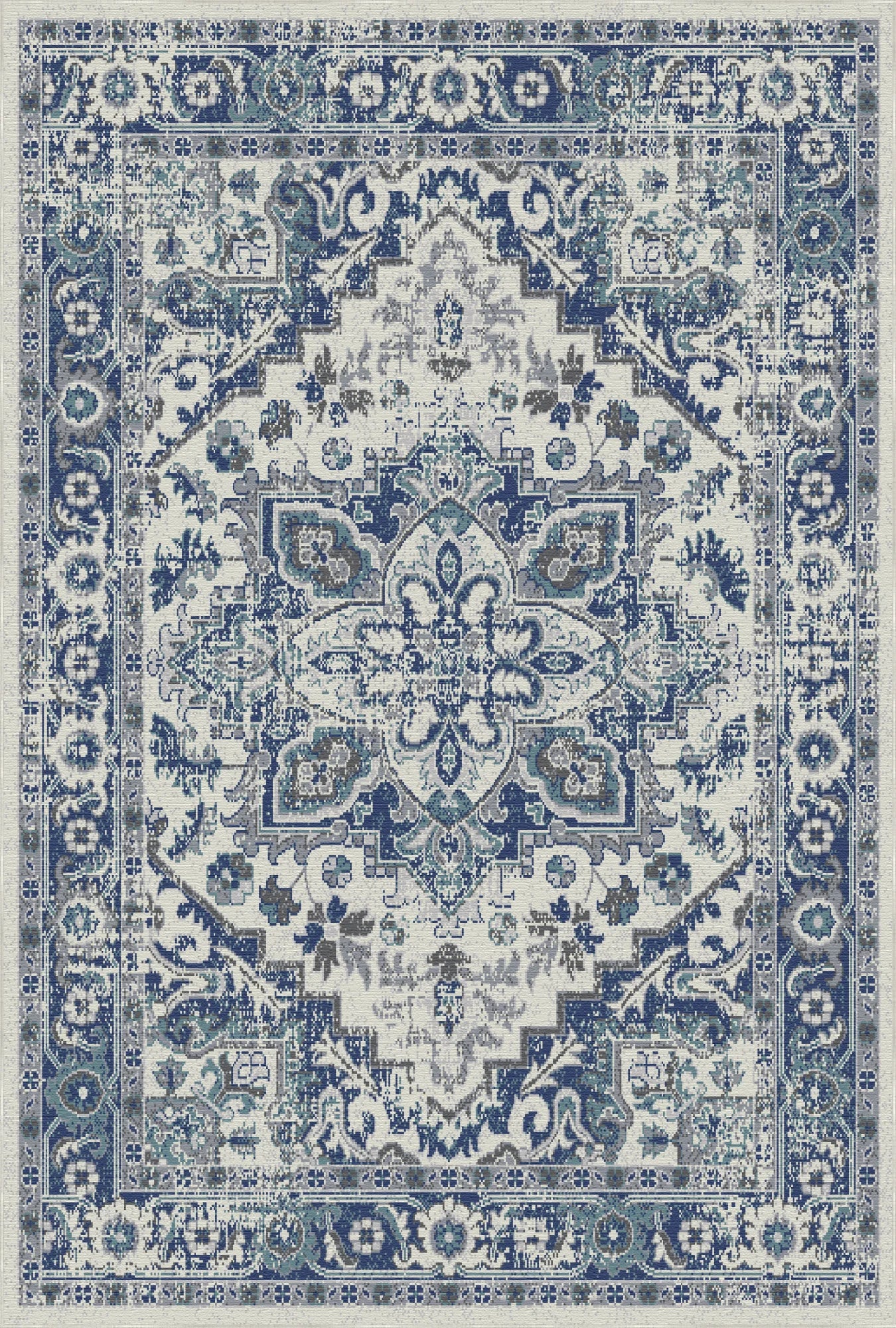 Waschbarer Vintage Teppich in Kaspischem Indigo