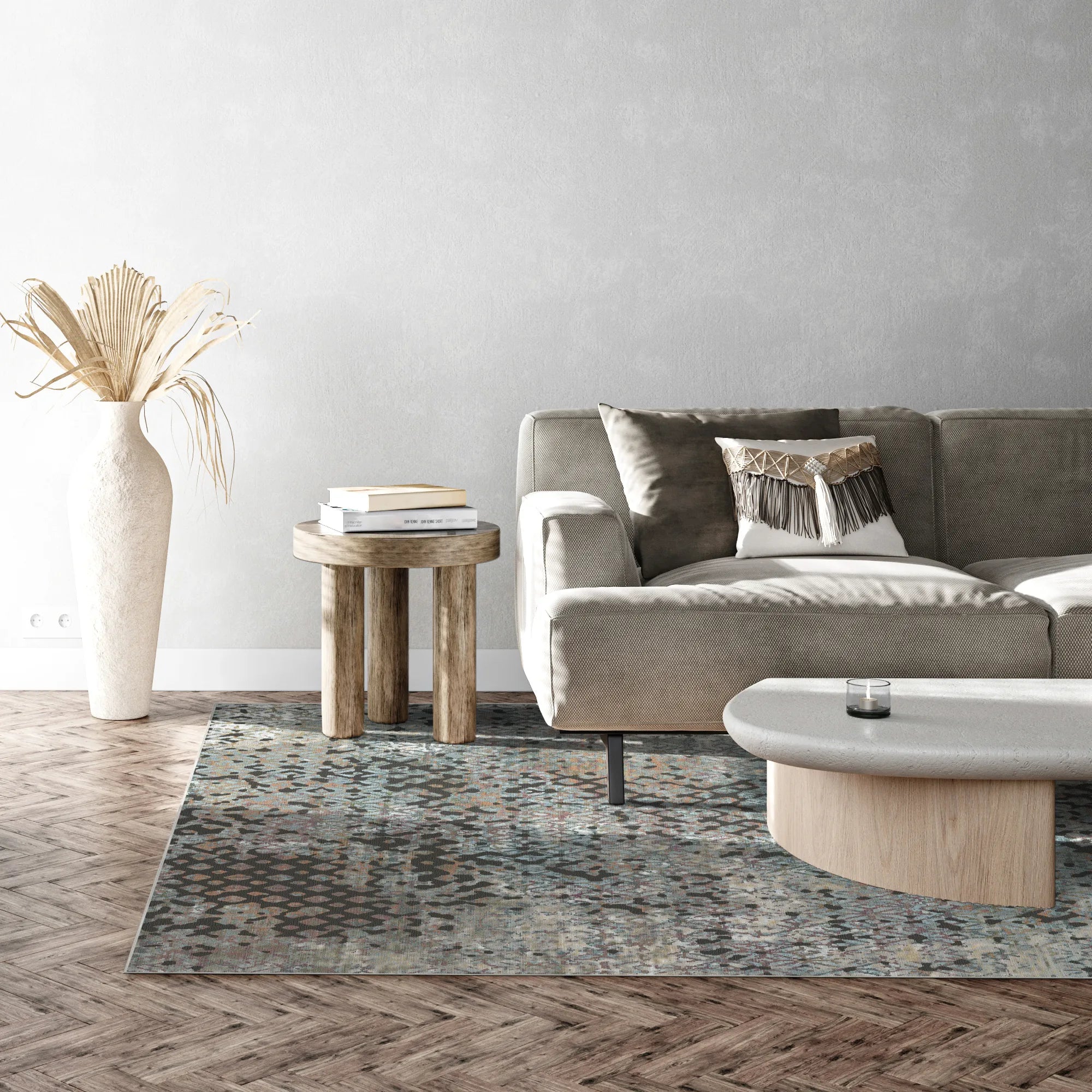 Vintage Teppich in Rost und Grau mit Used-Look