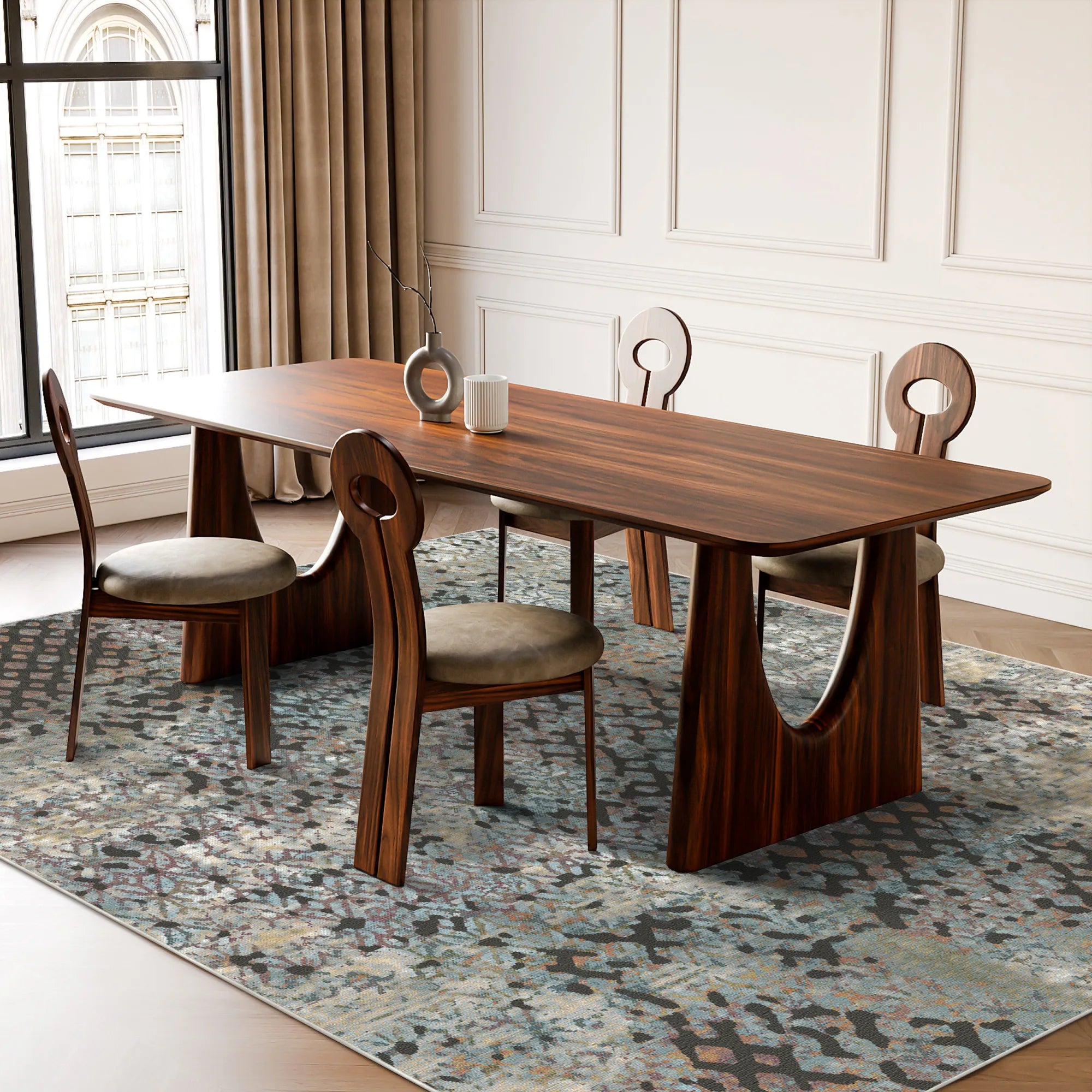 Vintage Teppich in Rost und Grau mit Used-Look