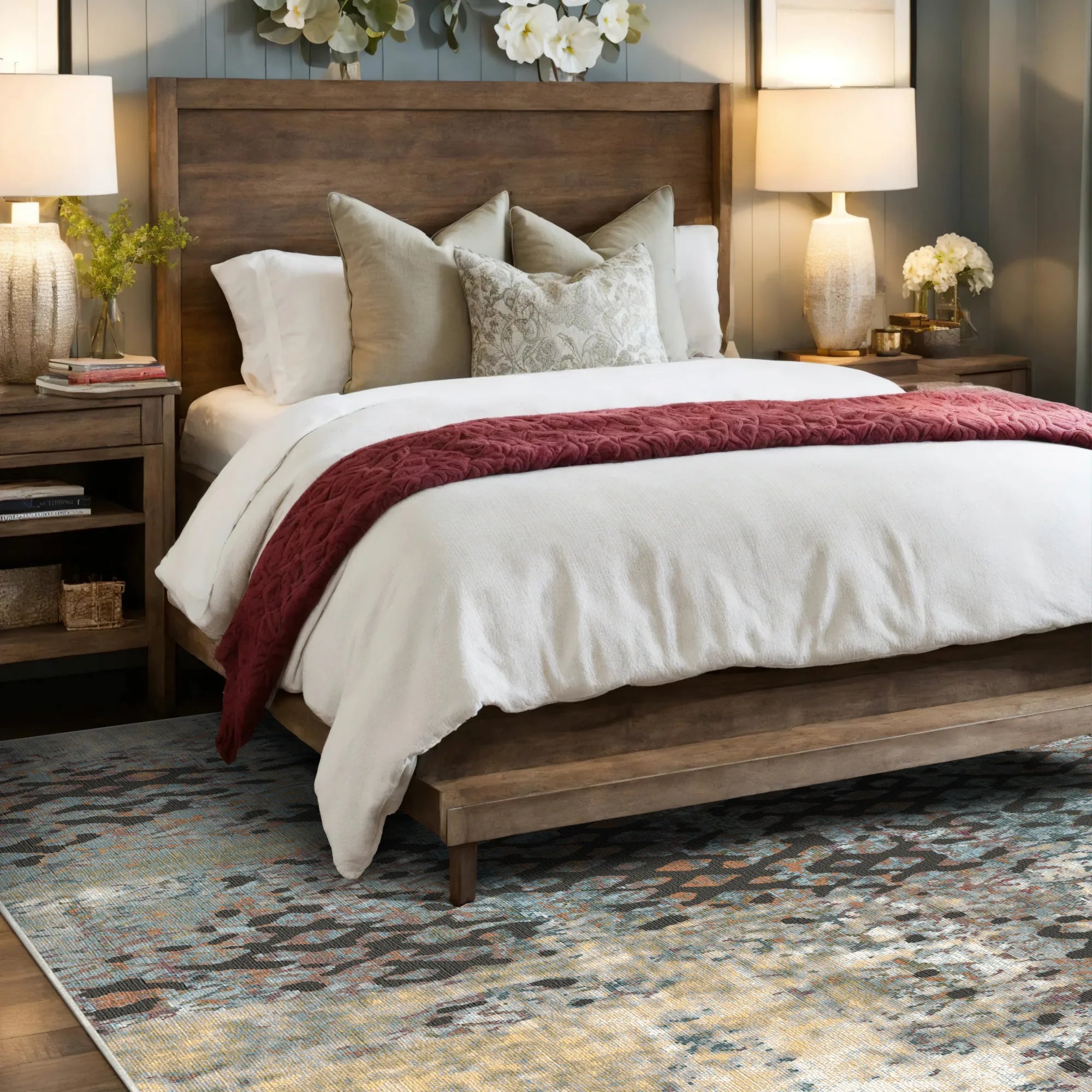 Vintage Teppich in Rost und Grau mit Used-Look