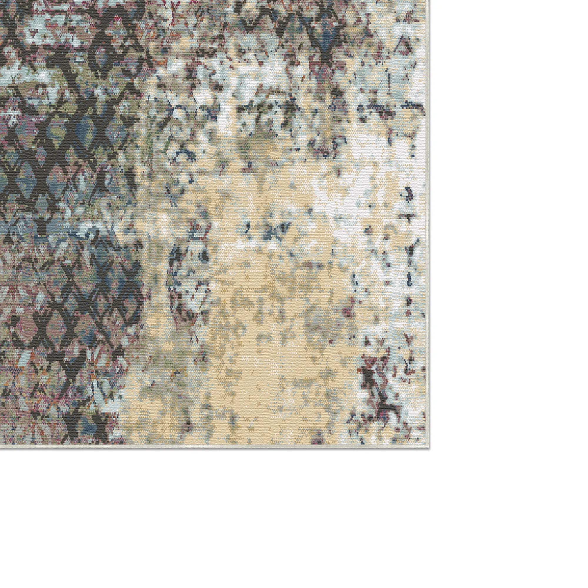 Vintage-Teppich Pflaume und Grau im Used-Look