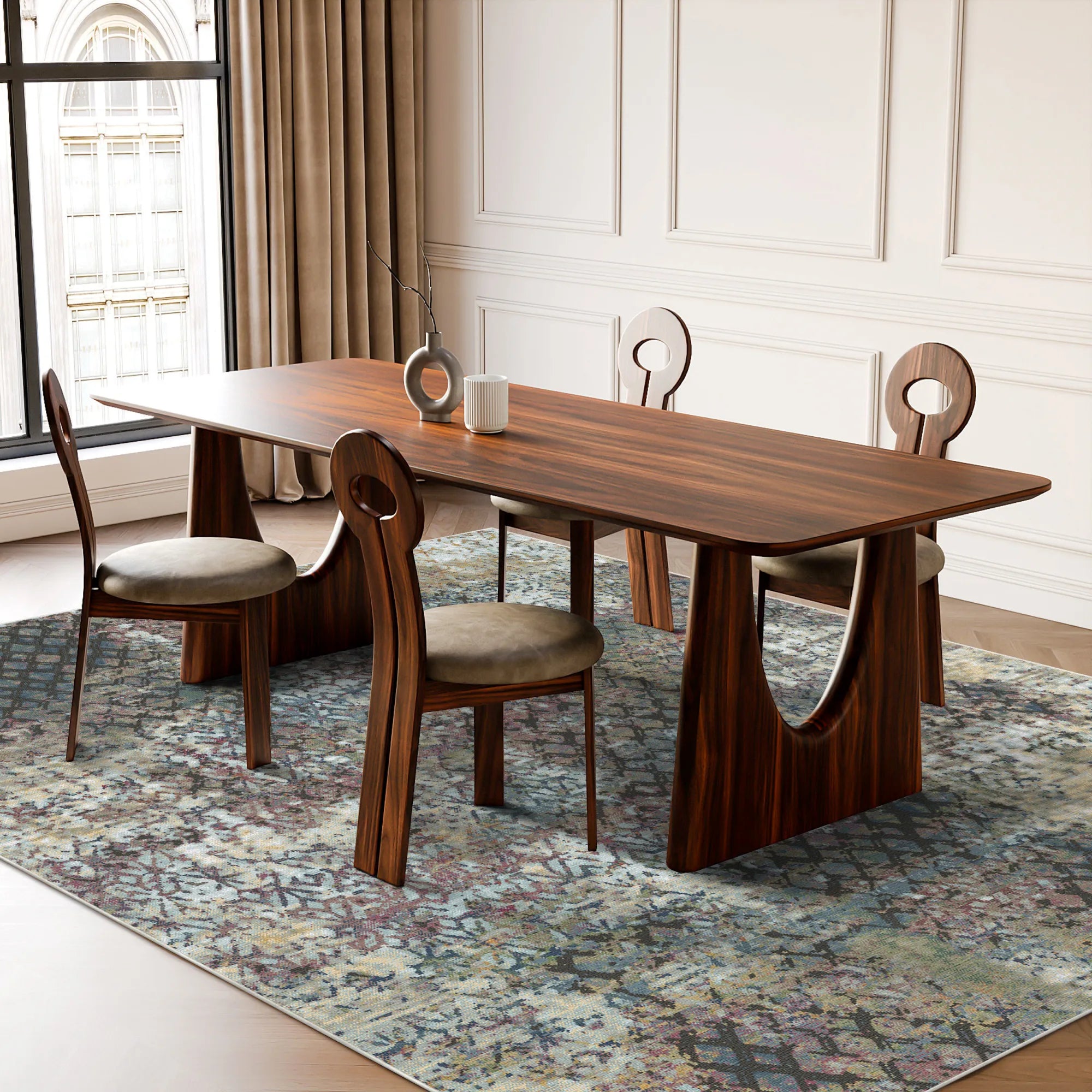 Vintage-Teppich Pflaume und Grau im Used-Look