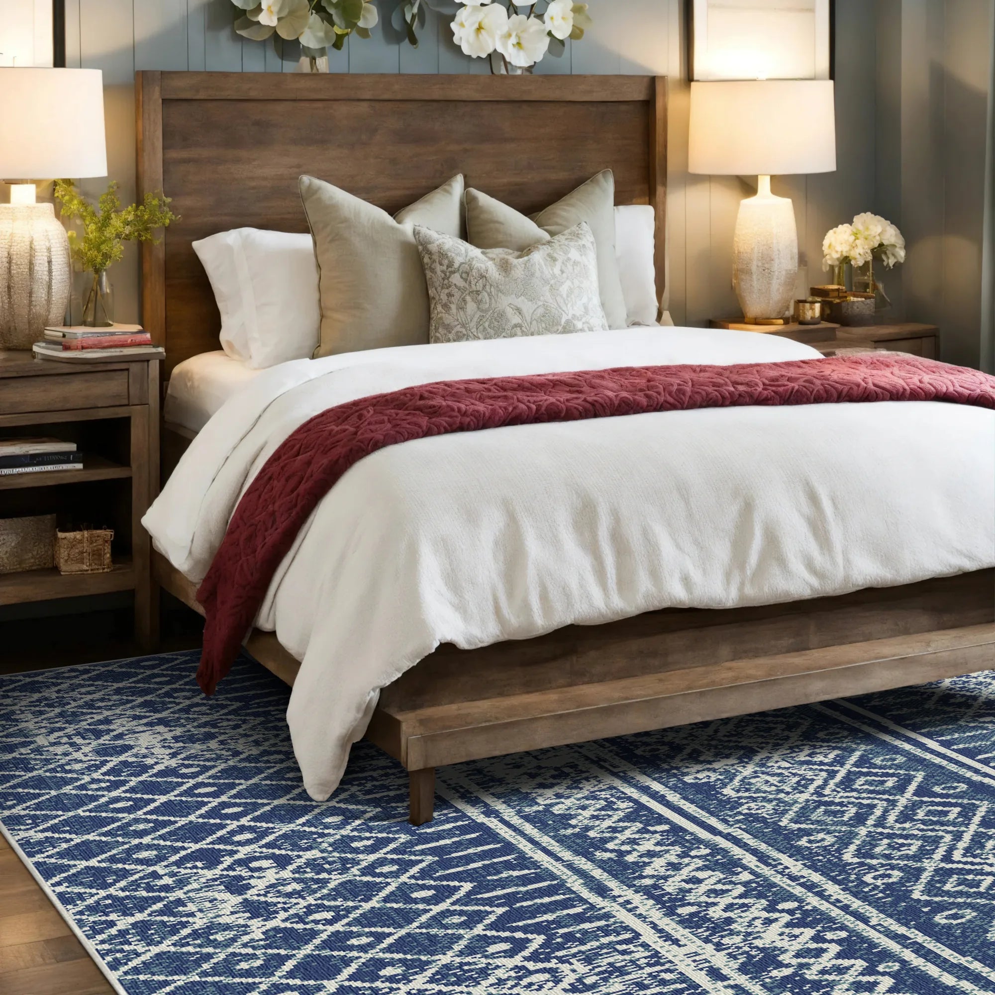 Waschbarer Teppich Indigo Horizon Tribal