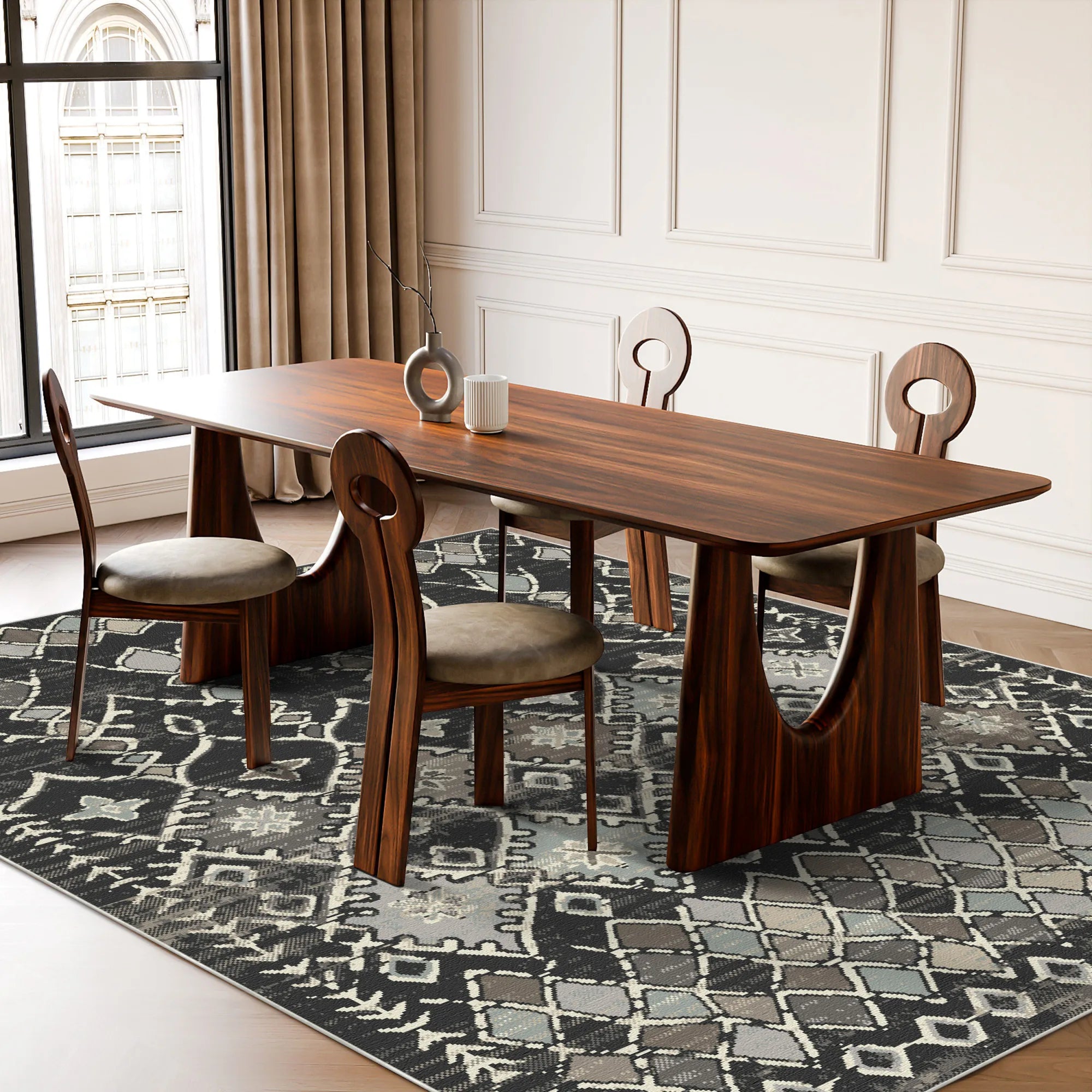 Waschbarer Teppich im Maya Nacht Stammesstil