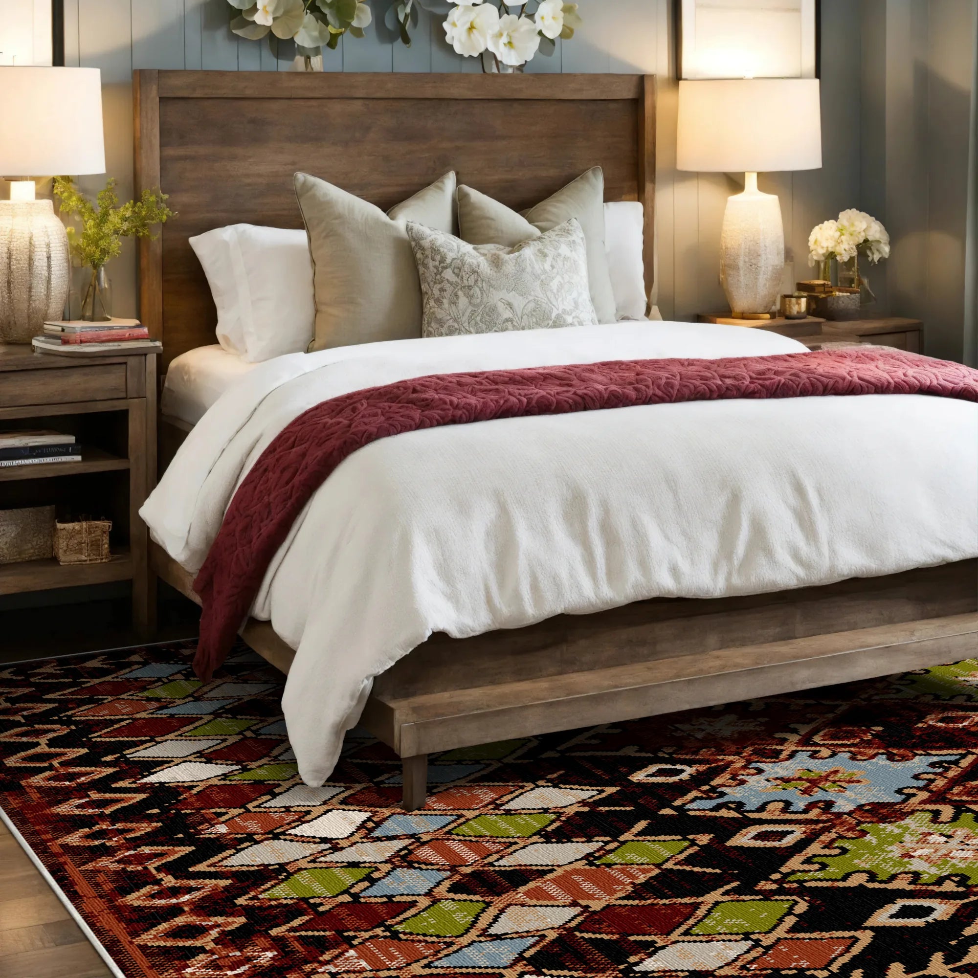 Waschbarer Teppich im Aztec Ember Stammesstil