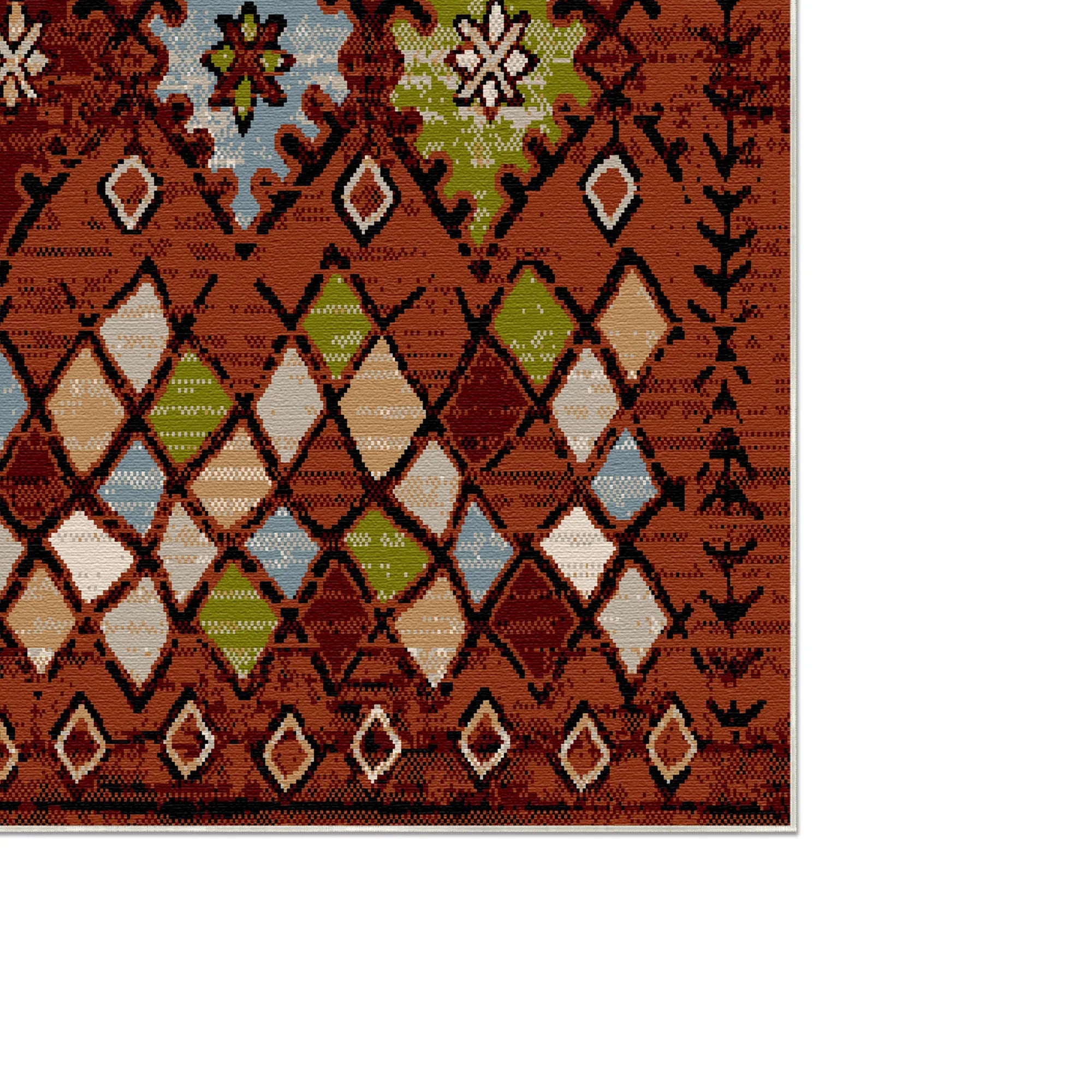 Waschbarer Teppich im Canyon Clay Tribal Stil