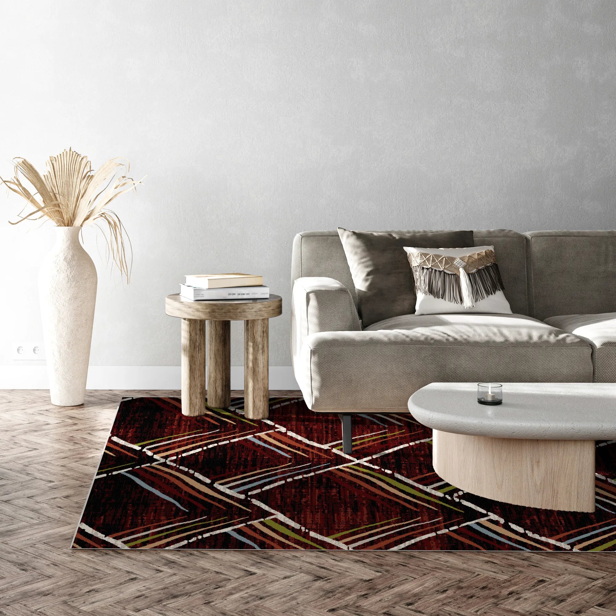 Waschbarer Teppich Mahogany Sketch Geometric