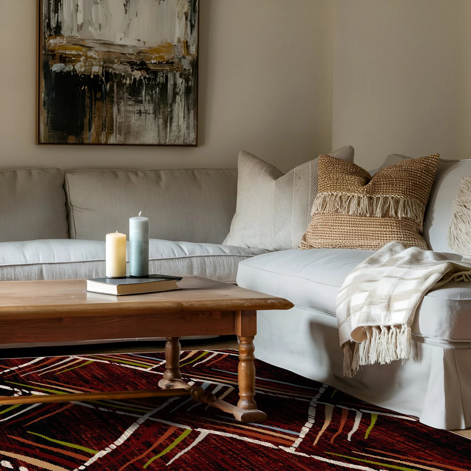 Waschbarer Teppich Mahogany Sketch Geometric