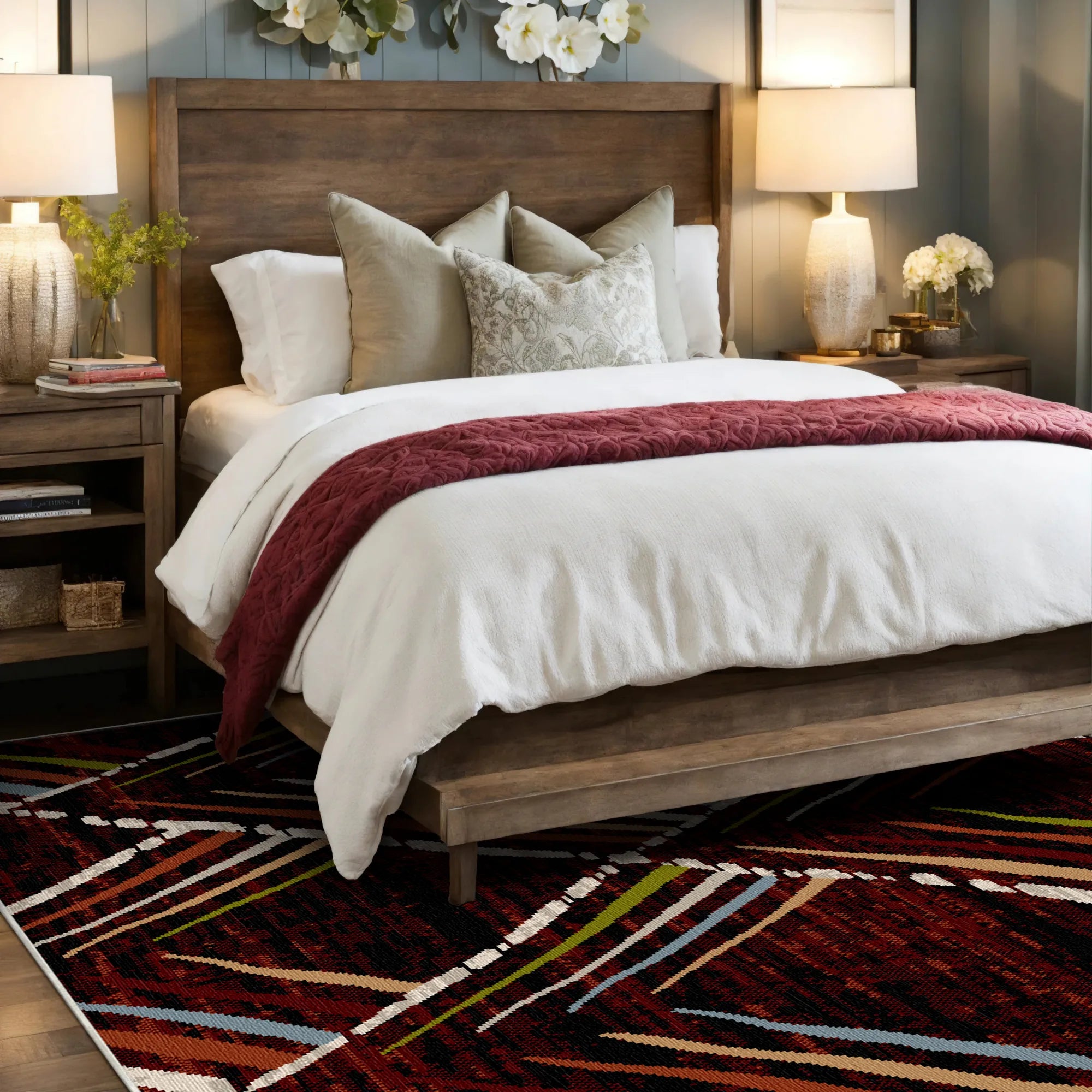 Waschbarer Teppich Mahogany Sketch Geometric