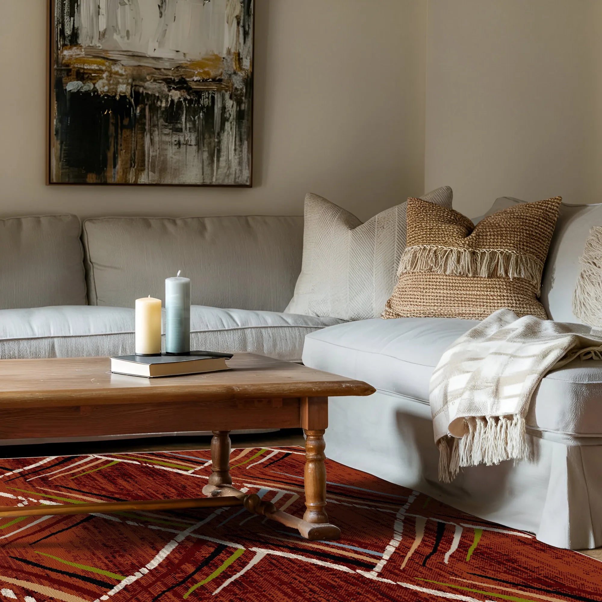 Waschbarer Teppich Sienna Sketch Geometric