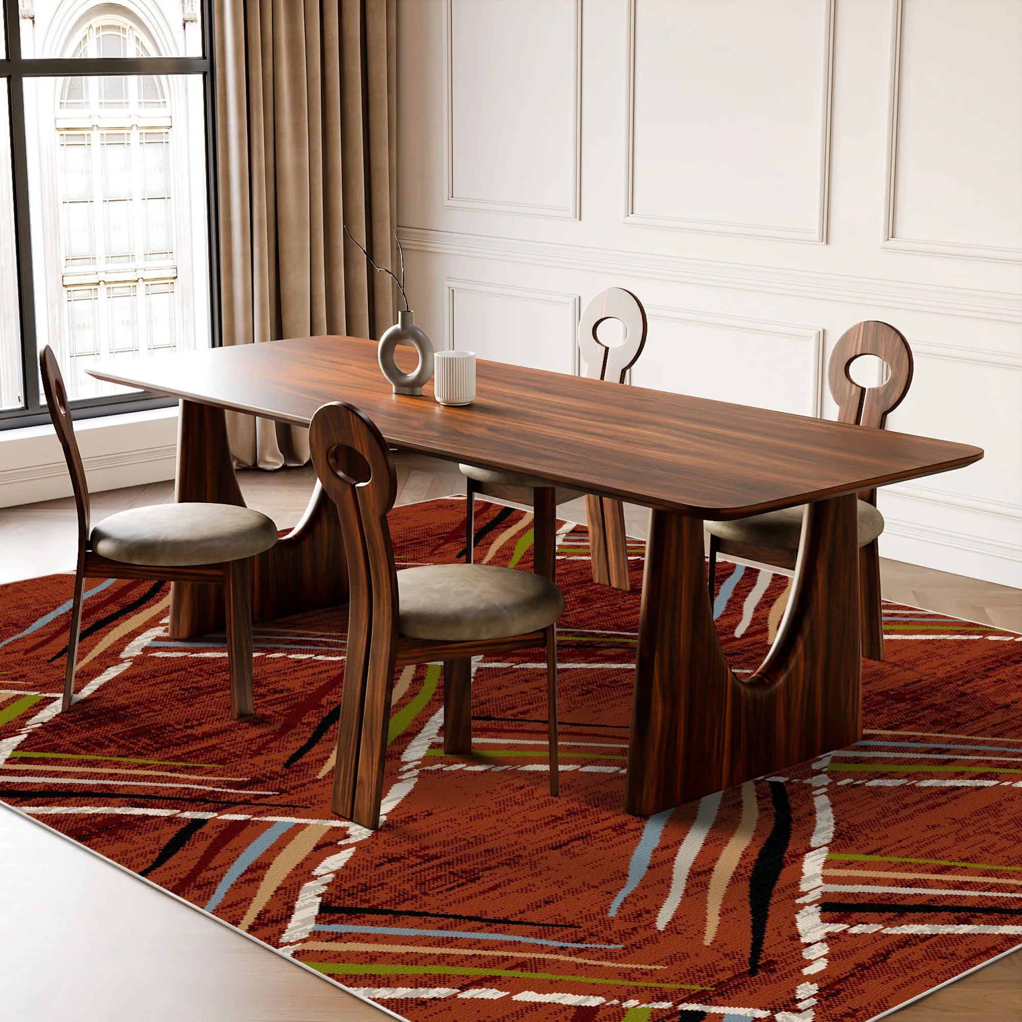 Waschbarer Teppich Sienna Sketch Geometric