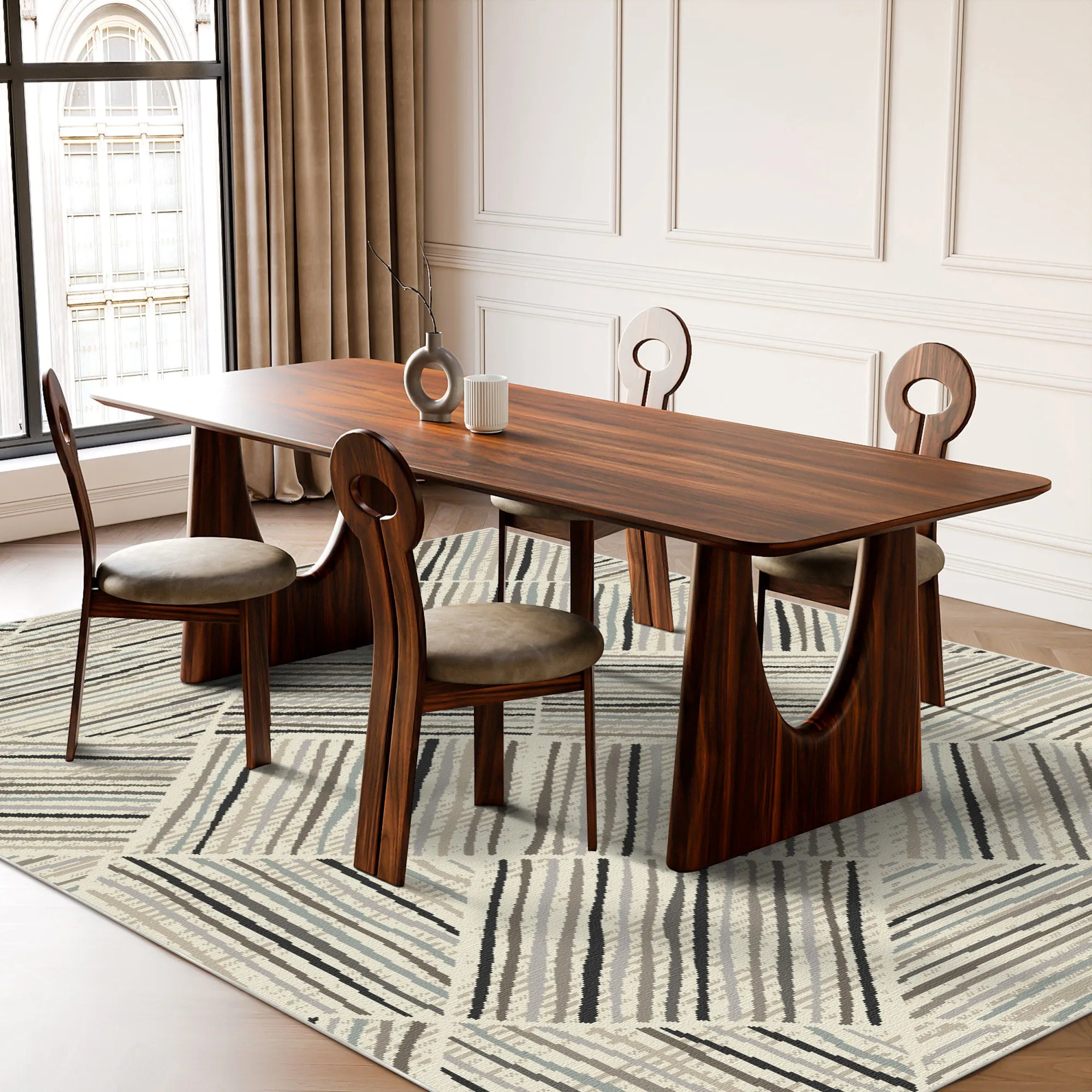 Oslo Linearer Geometrischer Waschbarer Teppich