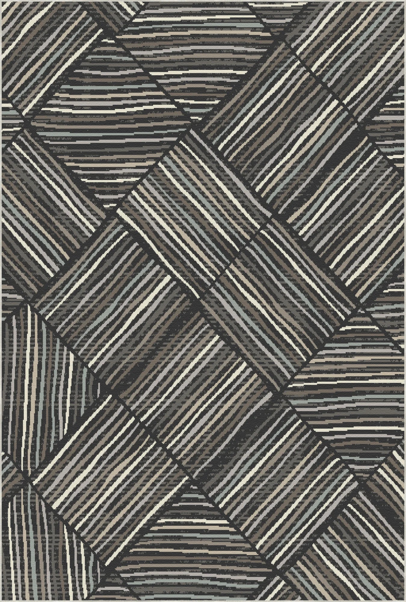 Waschbarer Teppich Stockholm Charcoal Linear