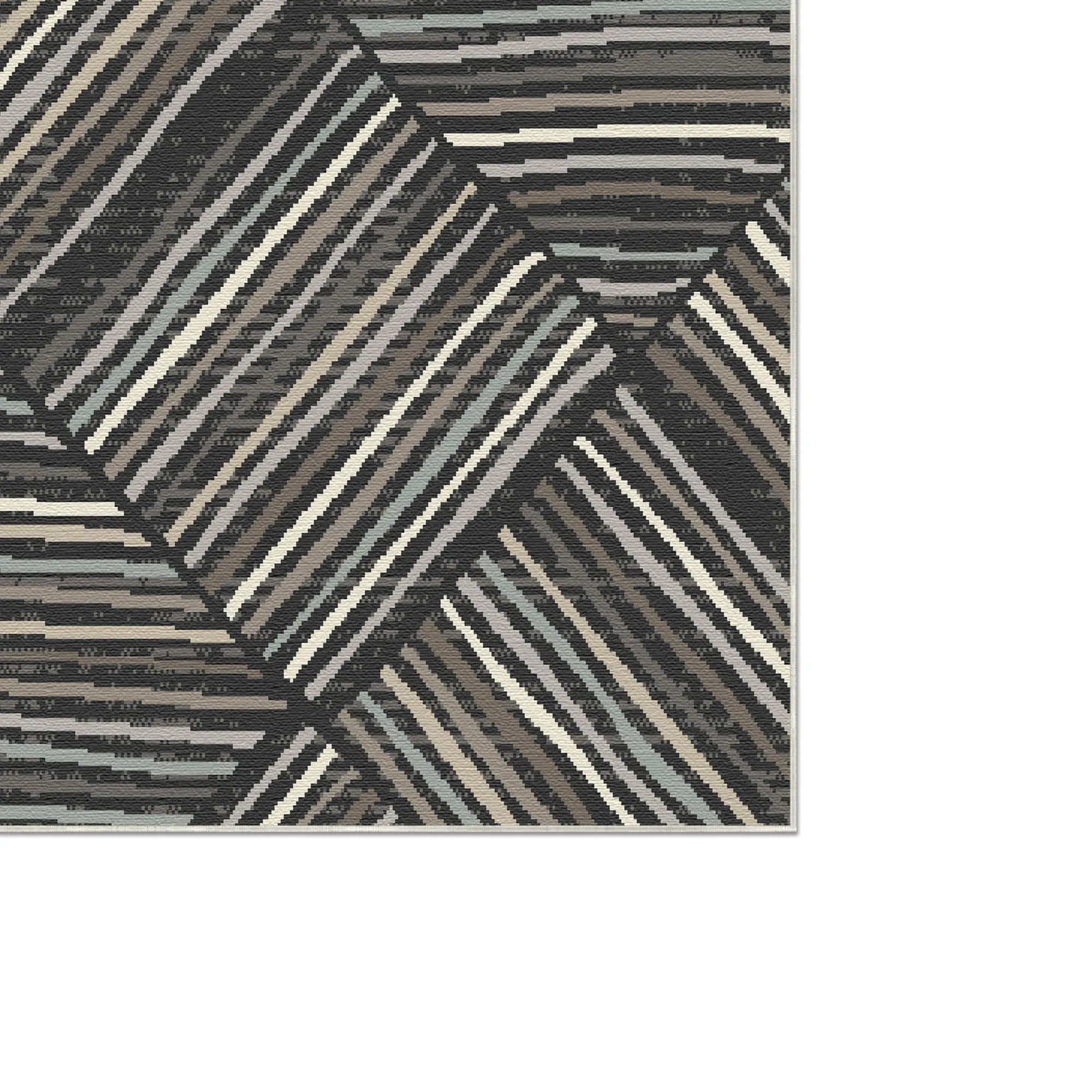 Waschbarer Teppich Stockholm Charcoal Linear
