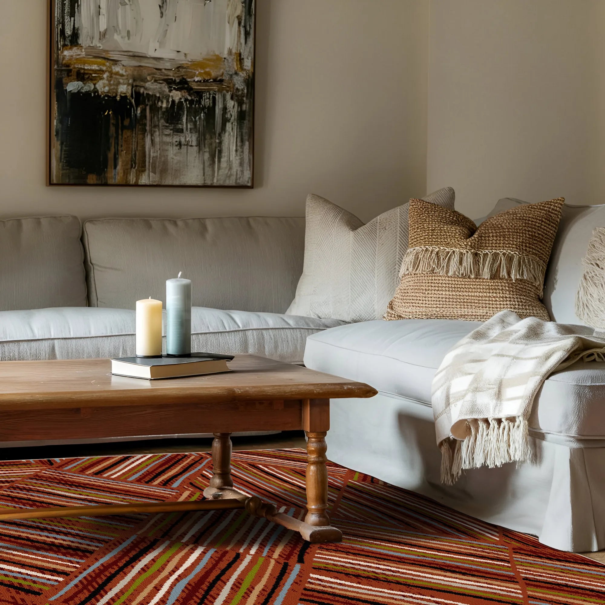 Bergen Rust Linear Waschbarer Teppich