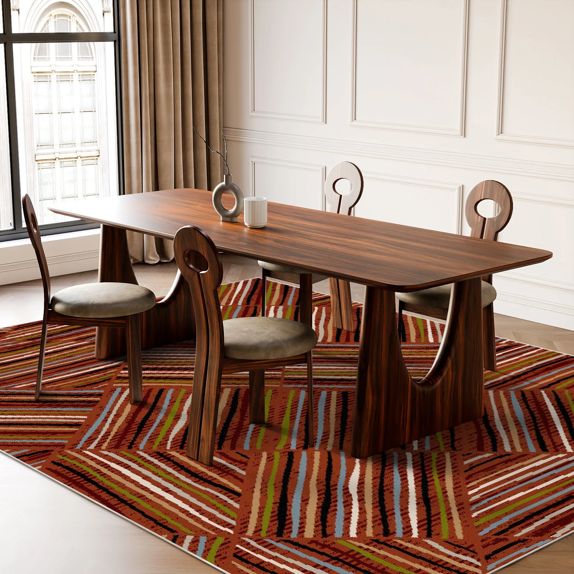 Bergen Rust Linear Waschbarer Teppich