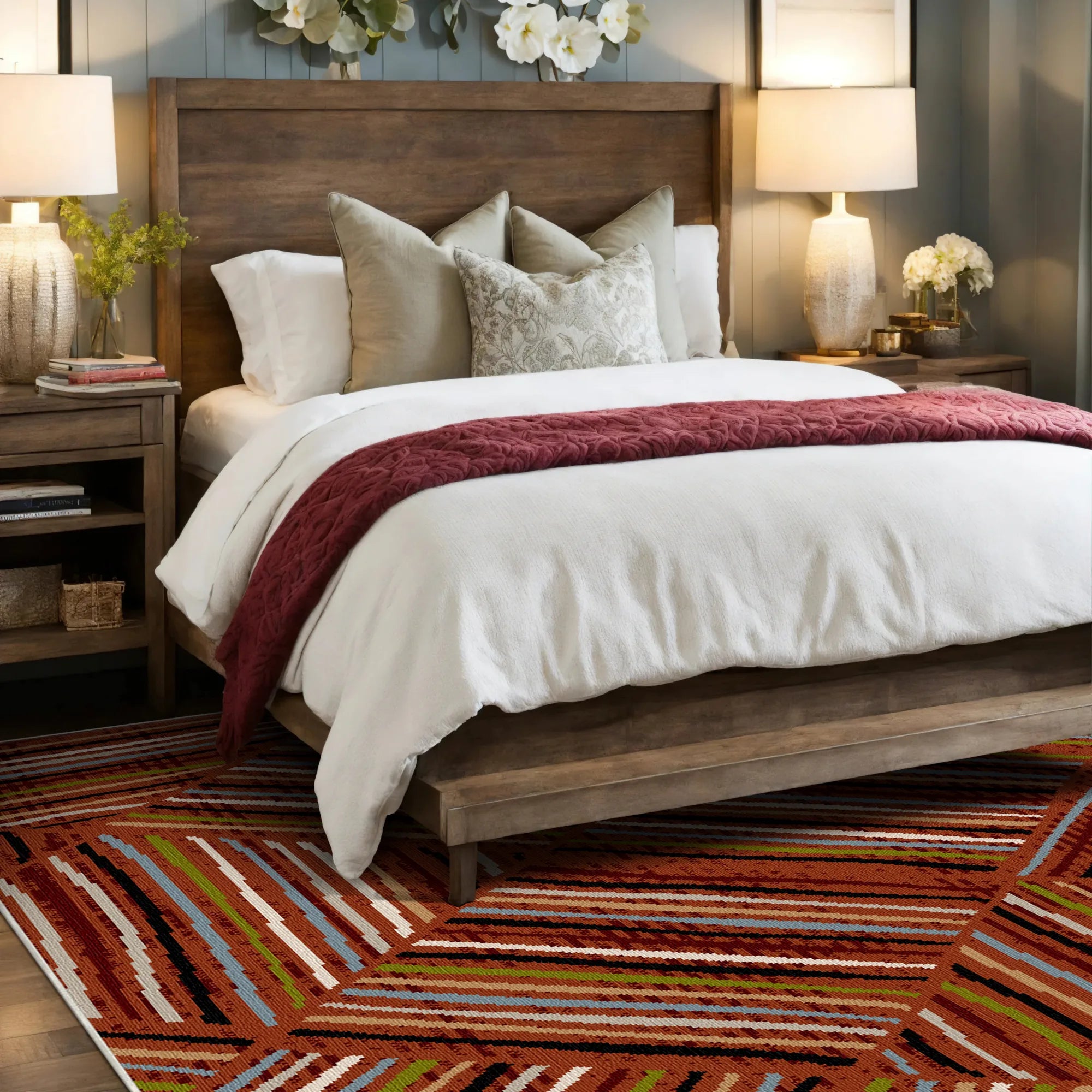 Bergen Rust Linear Waschbarer Teppich