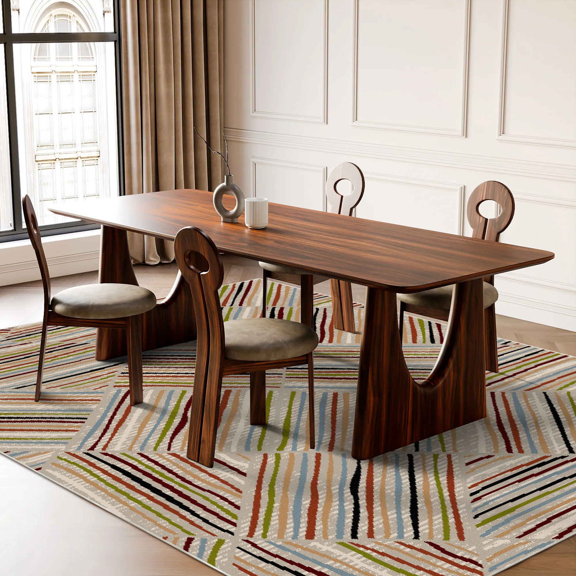 Waschbarer Teppich Malmö Sand Linear