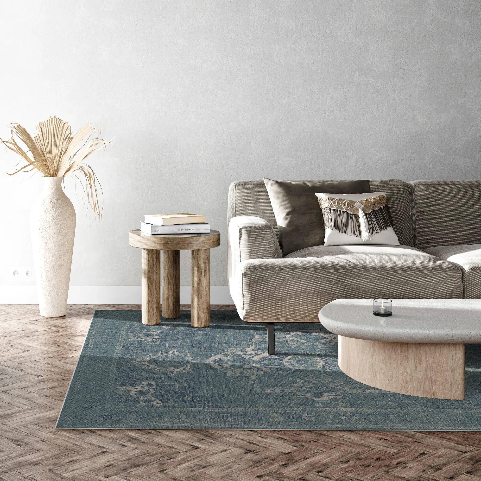 Himmelblauer Schatten Medaillon Teppich