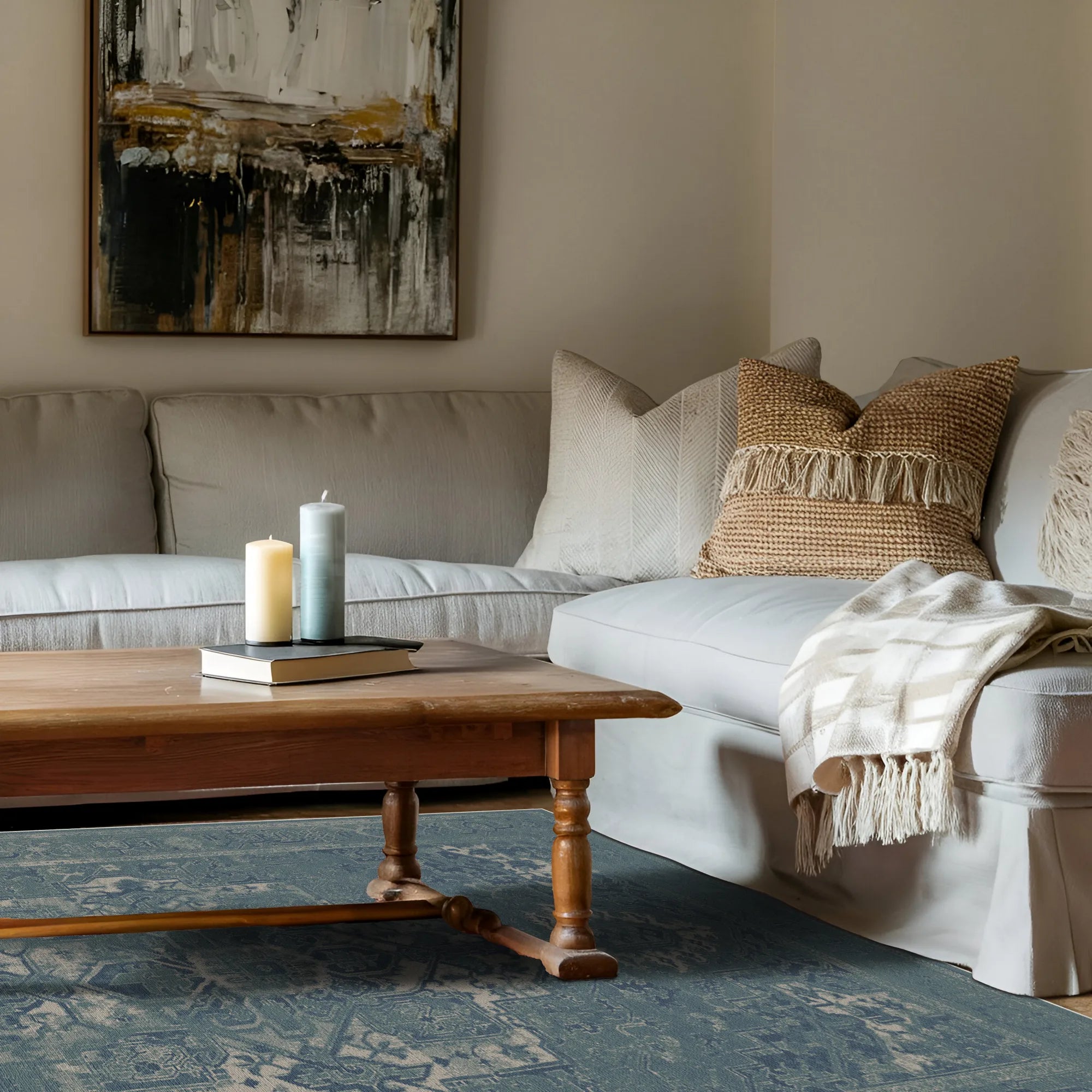 Himmelblauer Schatten Medaillon Teppich