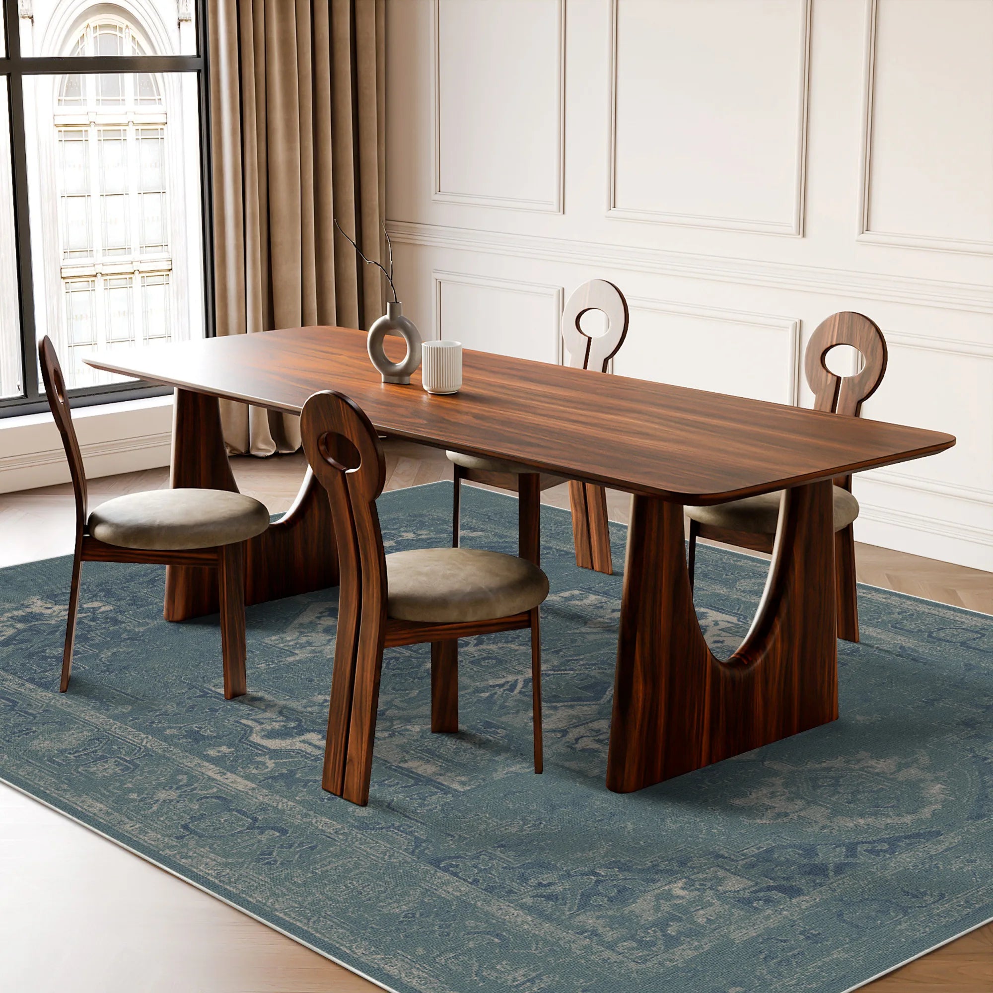 Himmelblauer Schatten Medaillon Teppich