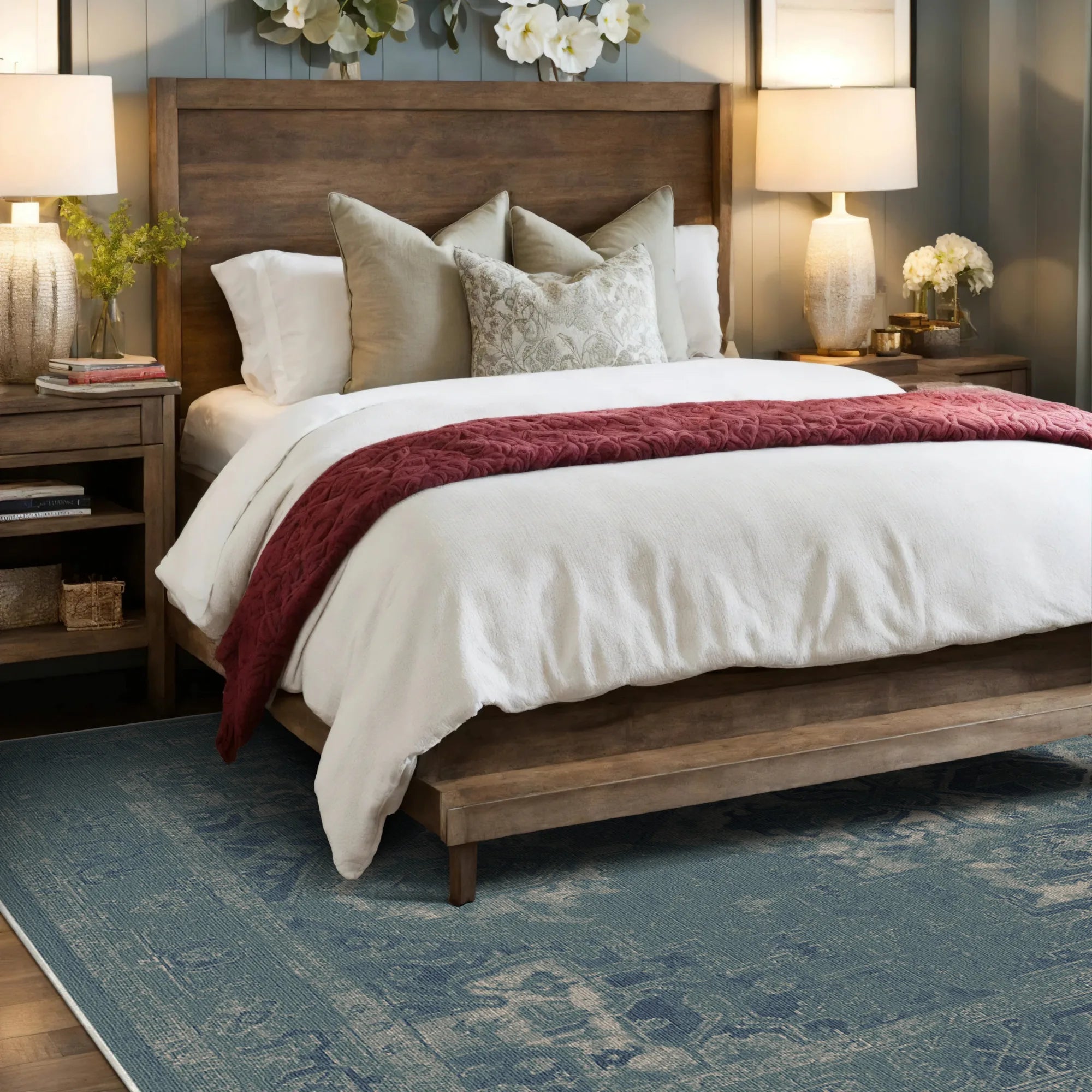 Himmelblauer Schatten Medaillon Teppich