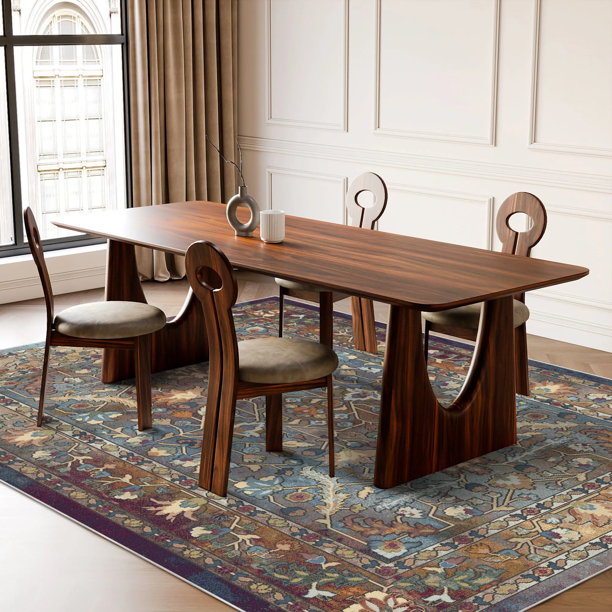 Azure Echo Antik Blumenteppich