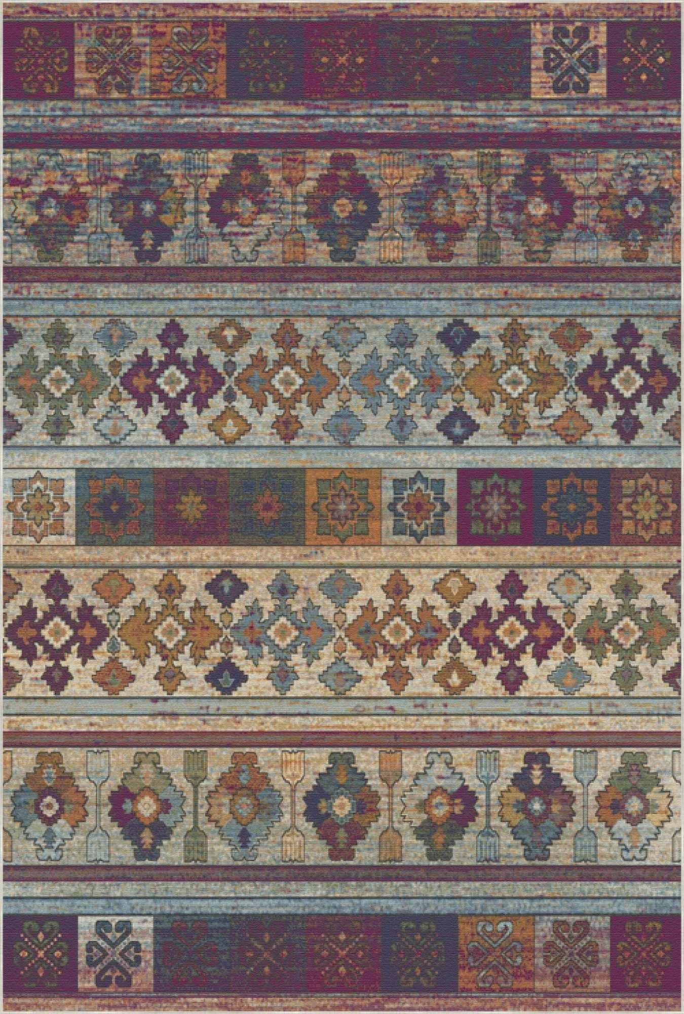 Magentafarbener Narrativer Gestreifter Teppich