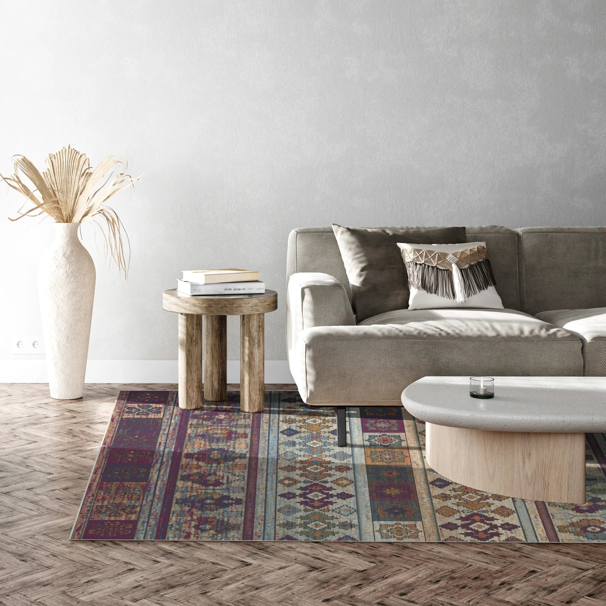 Magentafarbener Narrativer Gestreifter Teppich