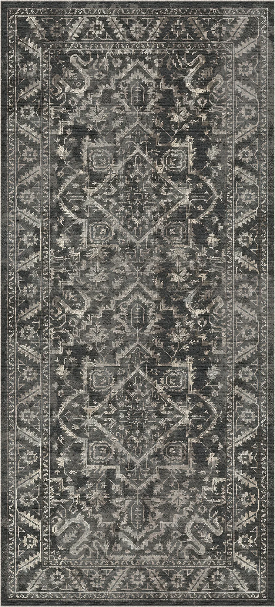Troja Kohle Vintage Waschbarer Teppich