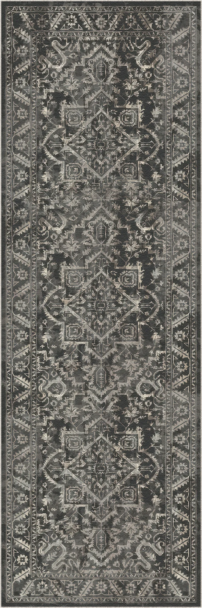 Troja Kohle Vintage Waschbarer Teppich