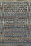 Indigo Orakel Verblasster Stammes-Teppich Indigo
