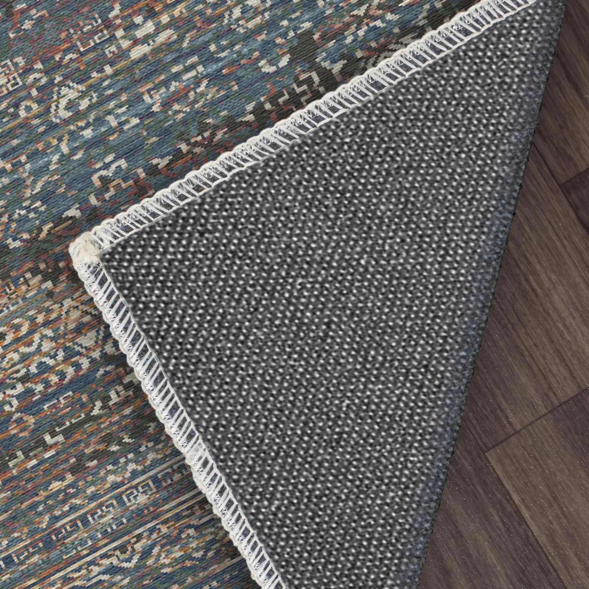 Indigo Mosaik Verblasster Kachel-Teppich