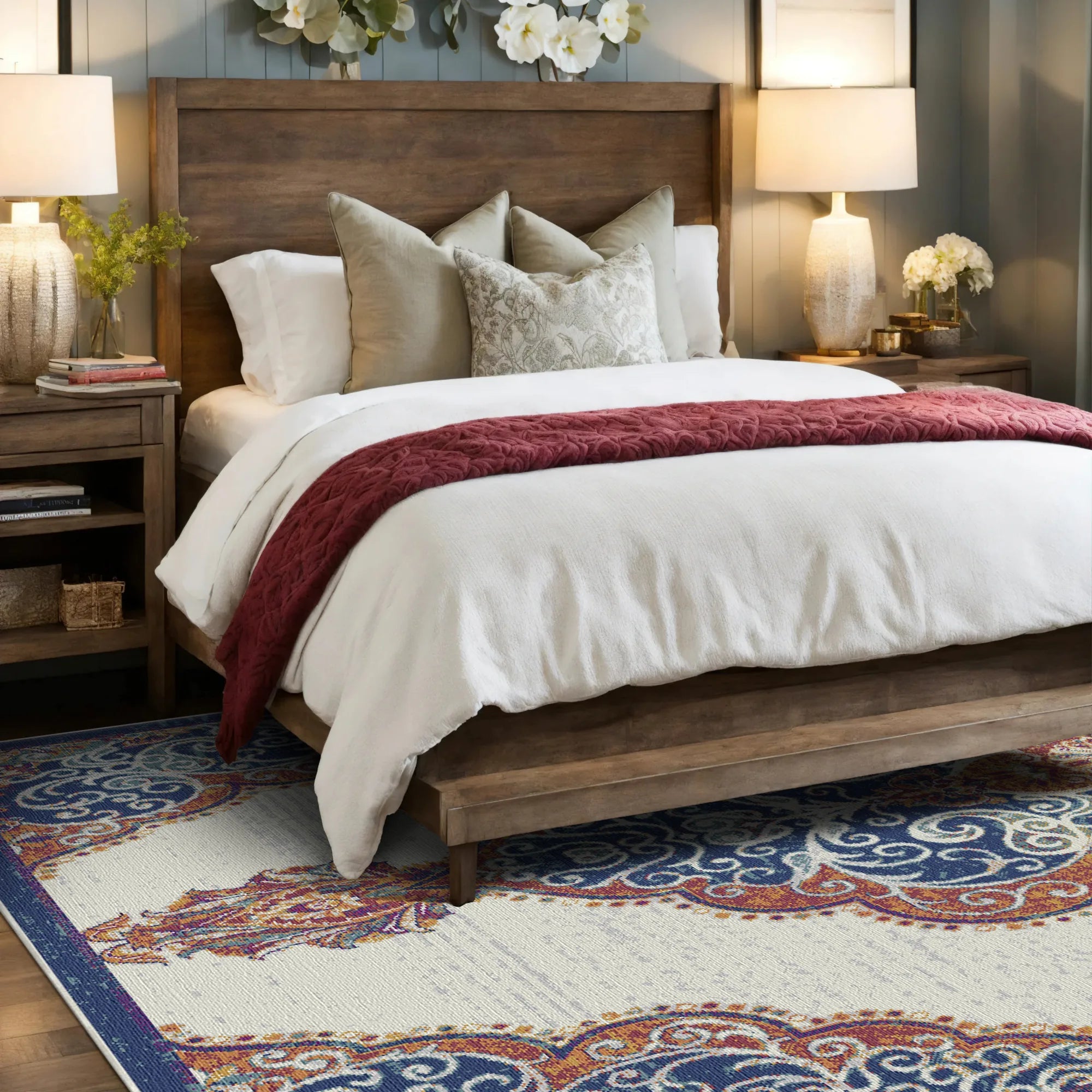 Lapislazuli Teppich mit Rankenmuster