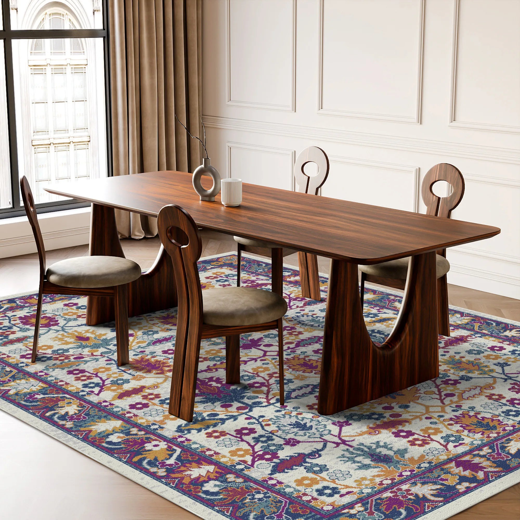 Lebhafter Flora Lattice Botanischer Teppich