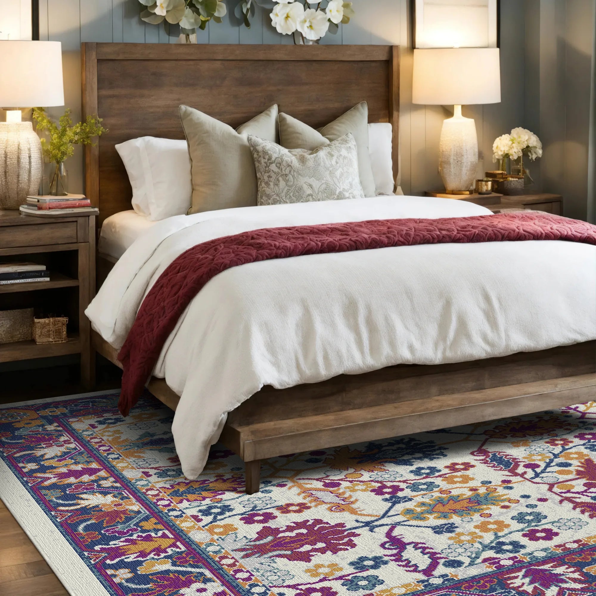 Lebhafter Flora Lattice Botanischer Teppich