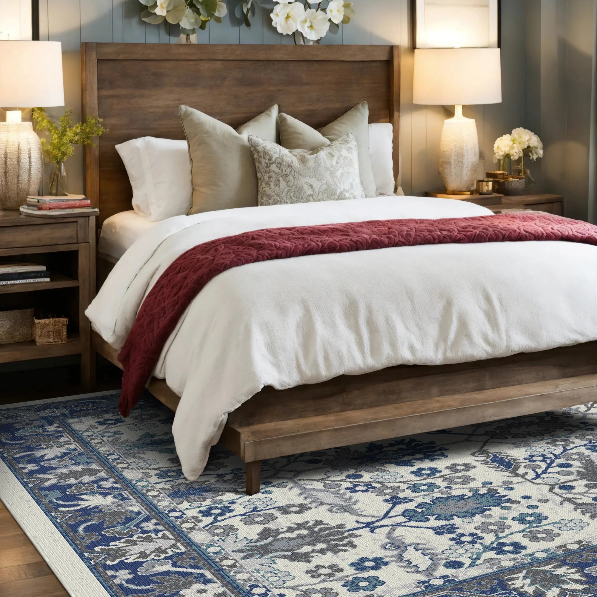 Schiefer Flora Lattice Botanischer Teppich