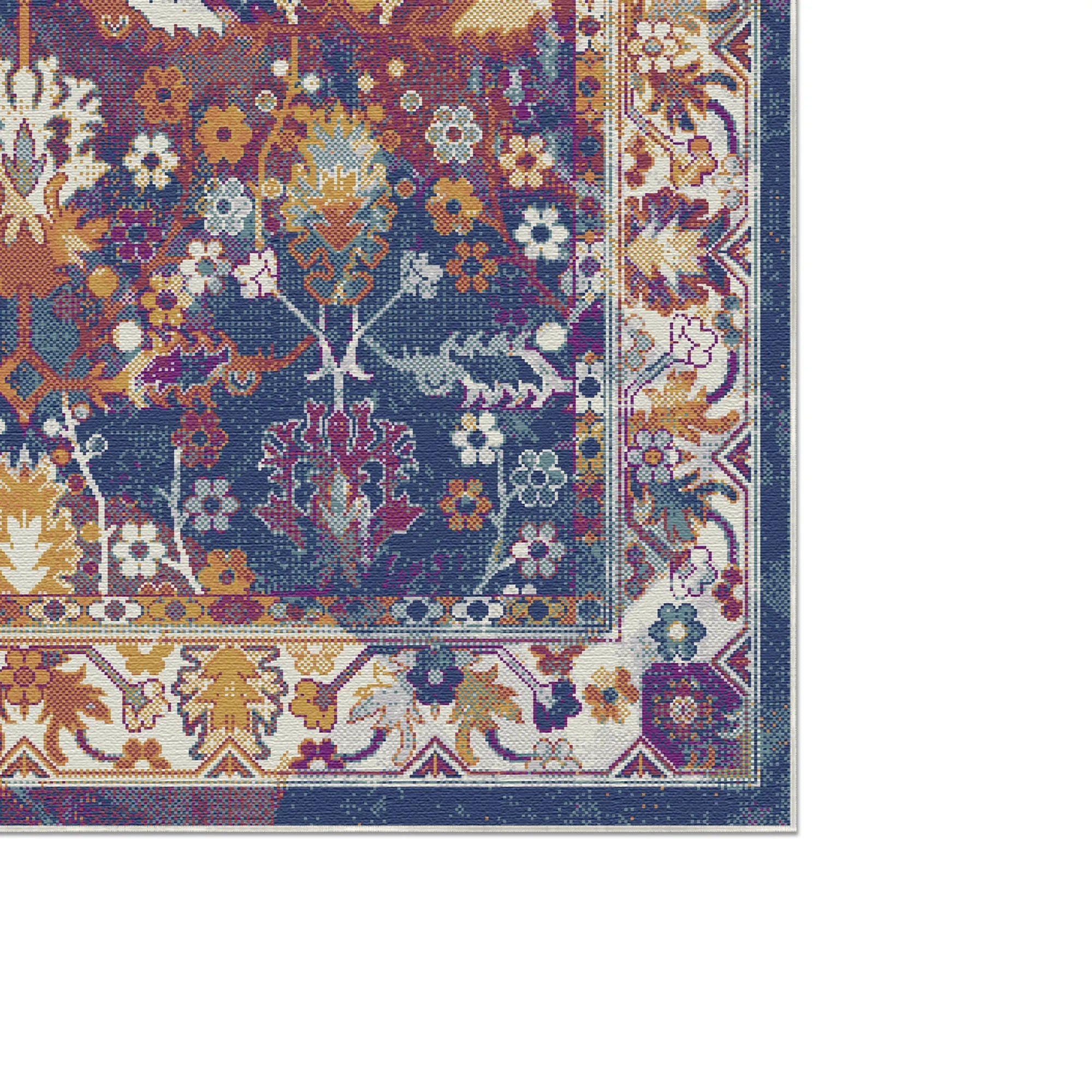 Botanischer Teppich Midnight Flora Lattice