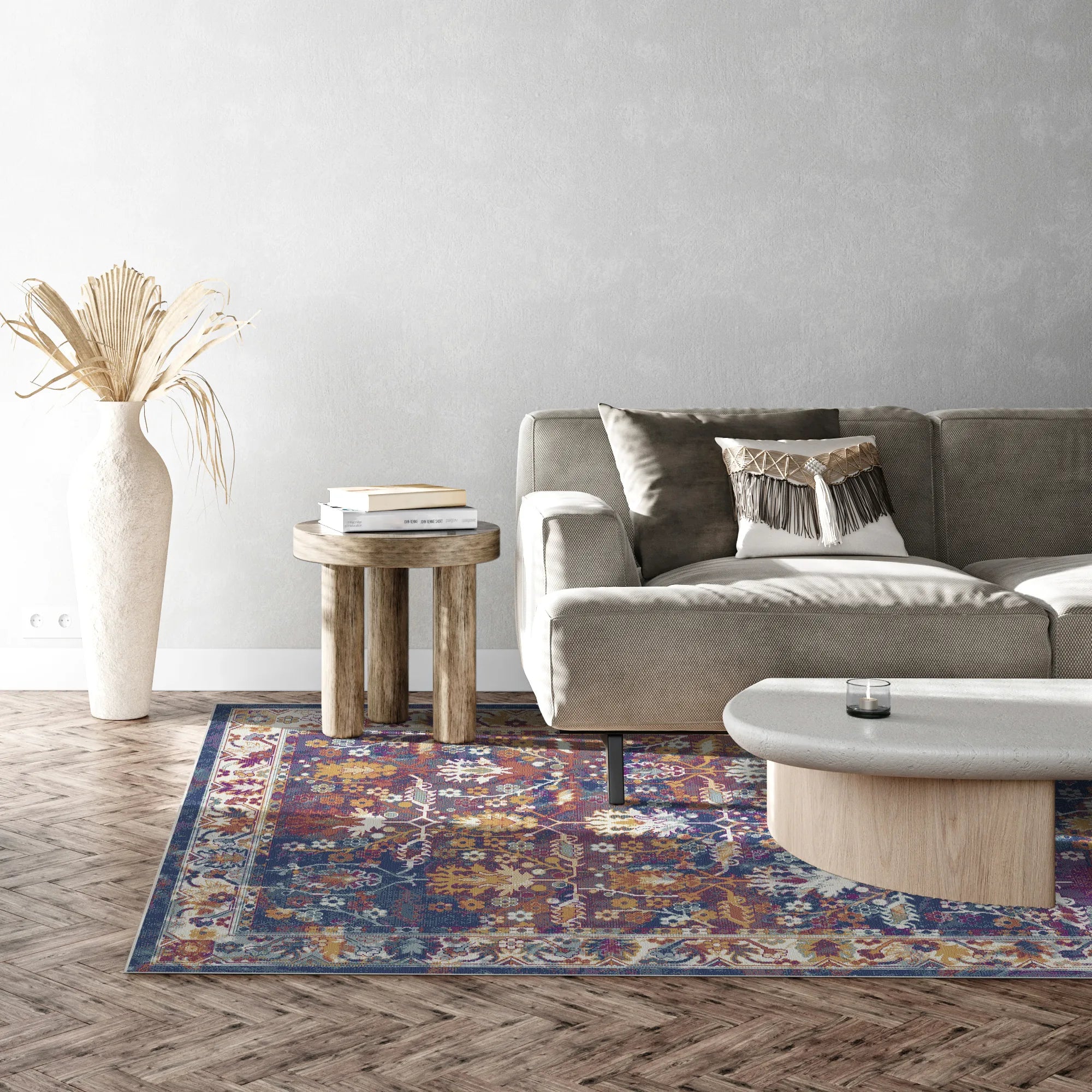 Botanischer Teppich Midnight Flora Lattice