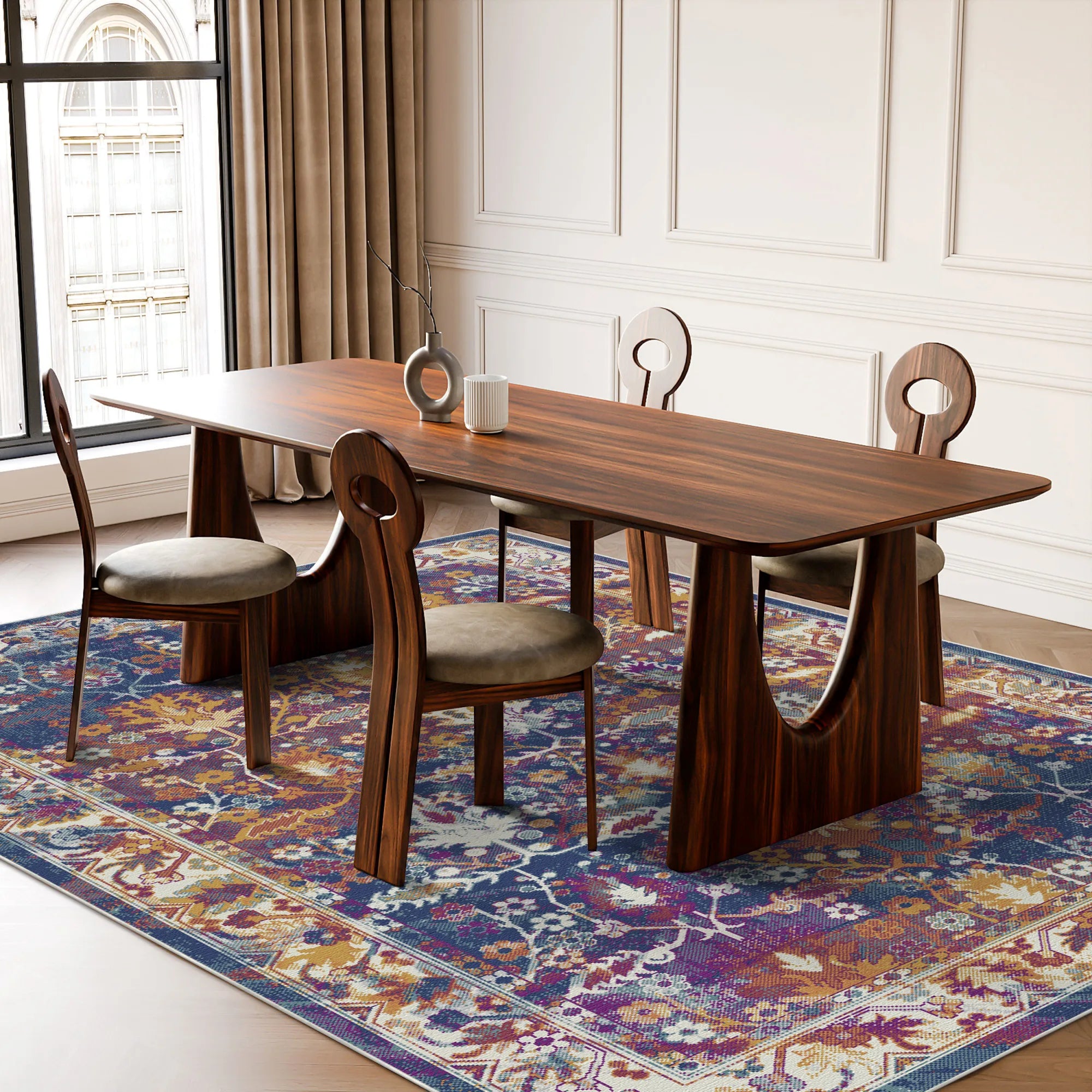 Botanischer Teppich Midnight Flora Lattice