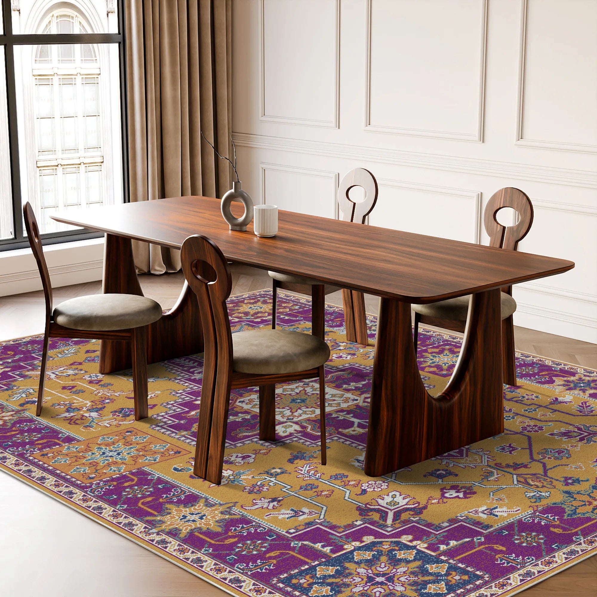 Regal Ochre Mosaik Medaillon Teppich