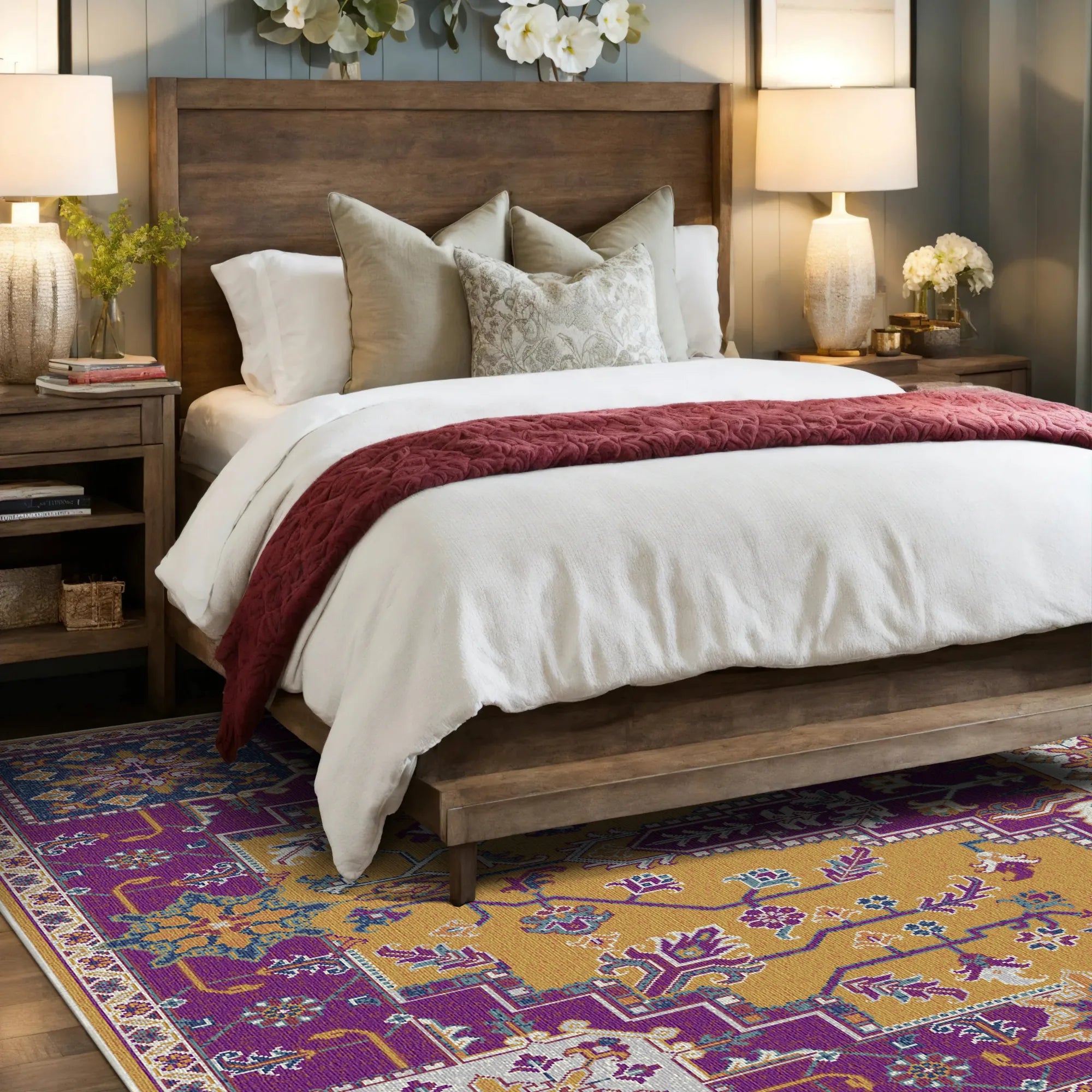 Regal Ochre Mosaik Medaillon Teppich