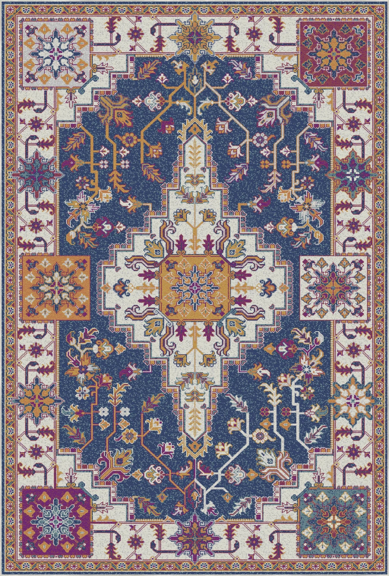 Indigo Mosaic Regal Medallion Teppich