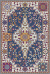 Indigo Mosaik Königliches Medaillon Teppich Marineblau