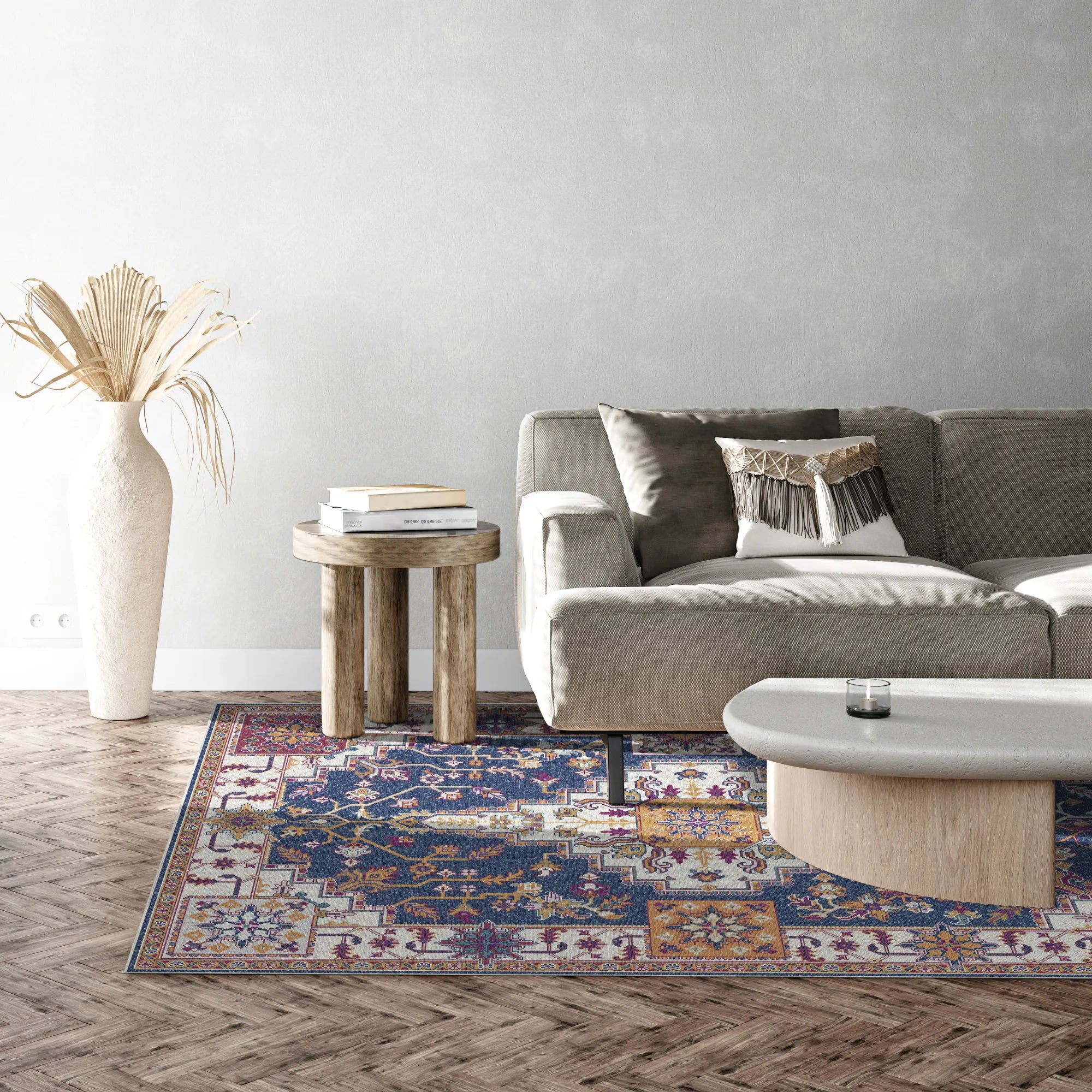 Indigo Mosaic Regal Medallion Teppich