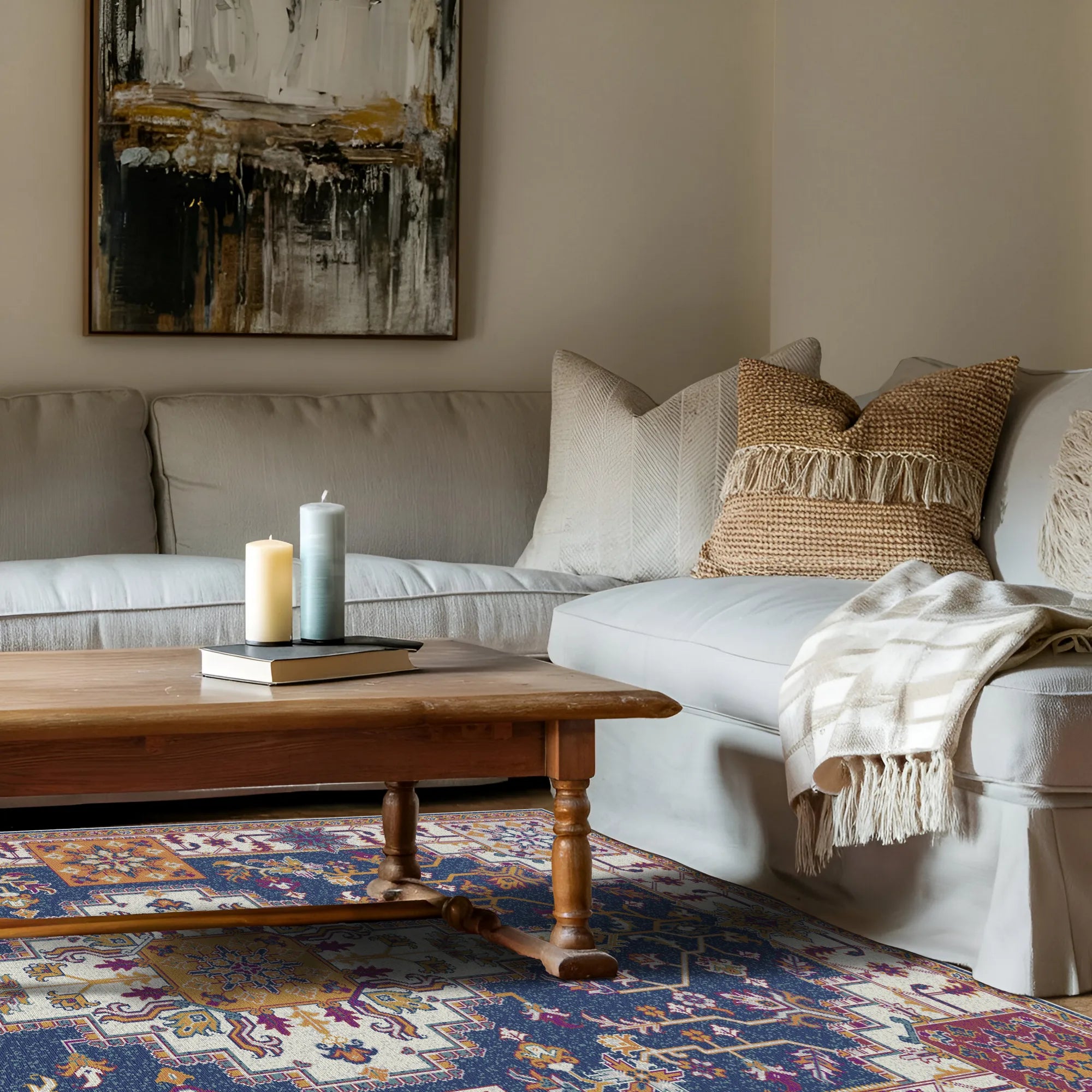 Indigo Mosaic Regal Medallion Teppich