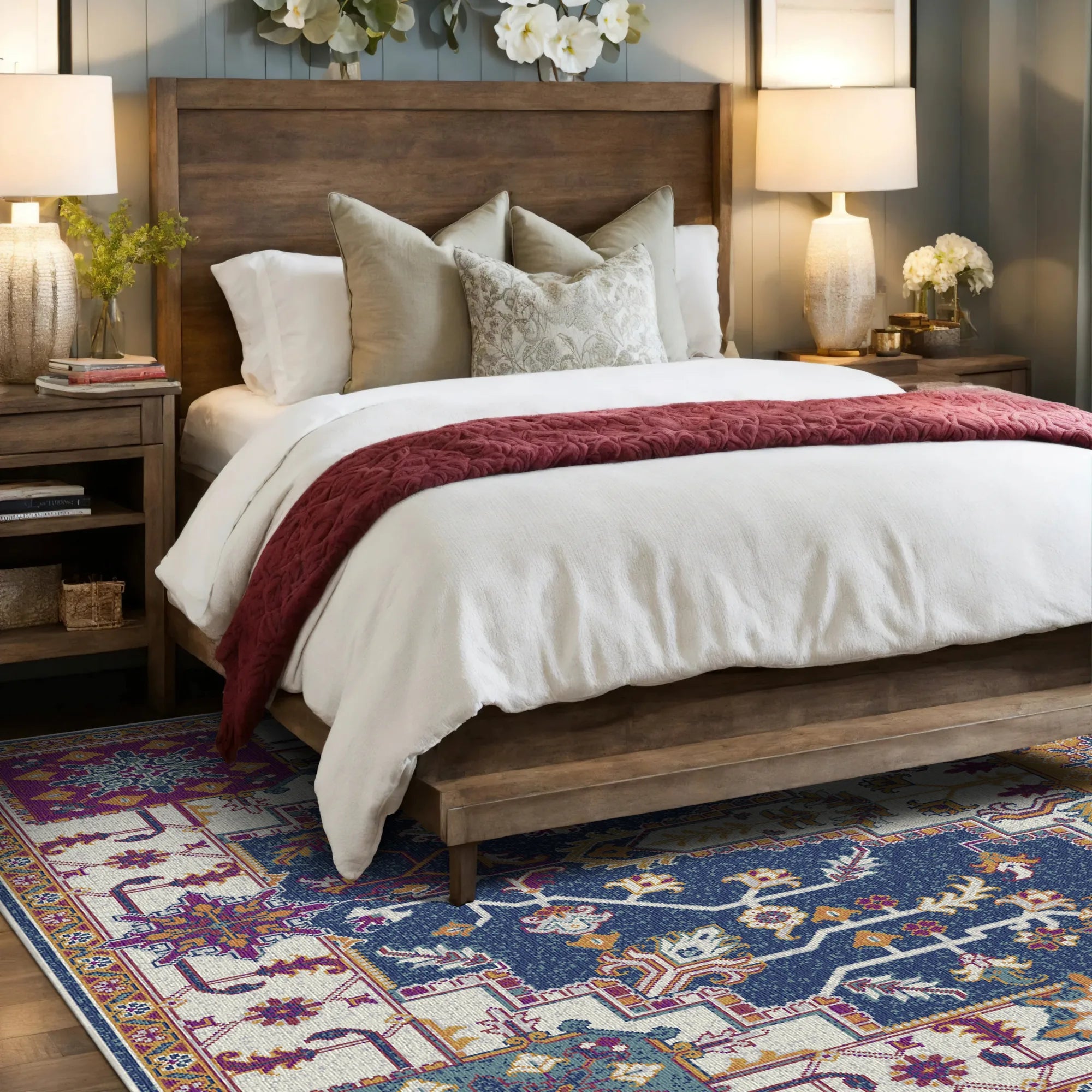 Indigo Mosaic Regal Medallion Teppich