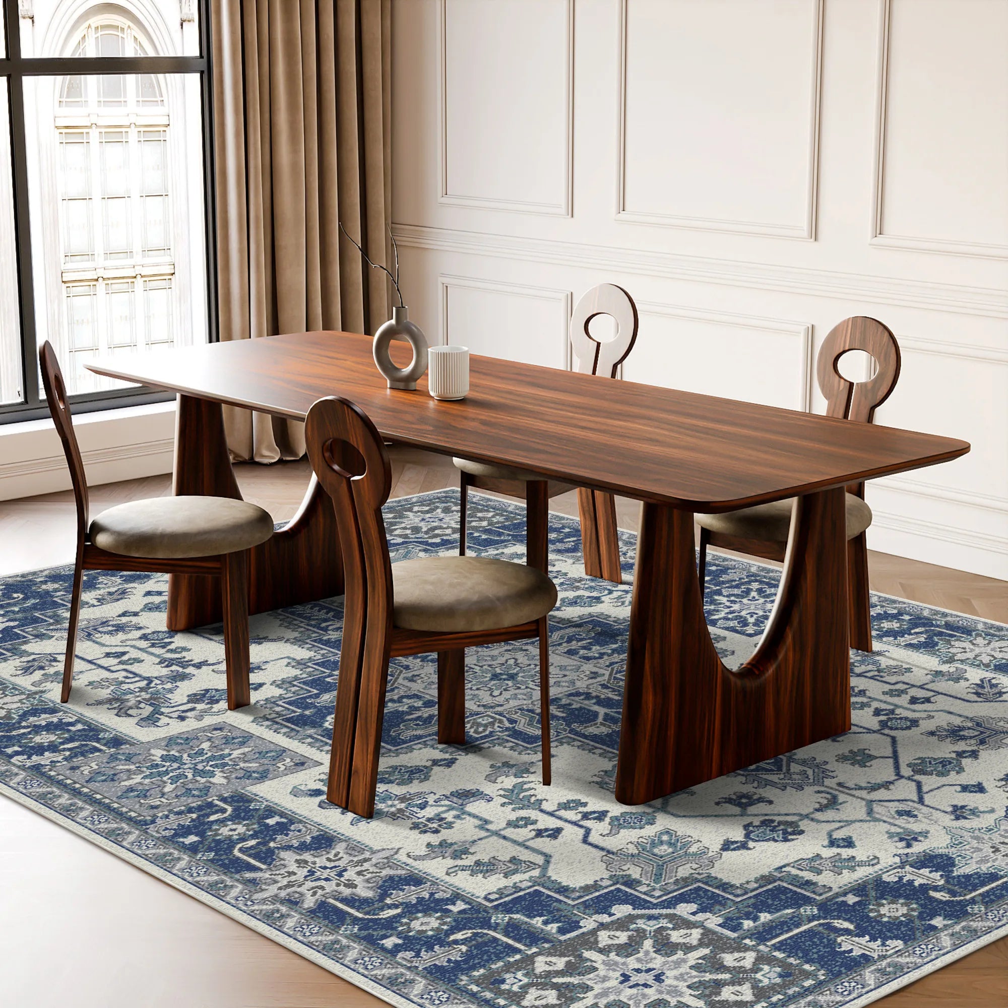 Schiefermosaik Teppich mit Königlichem Medaillon